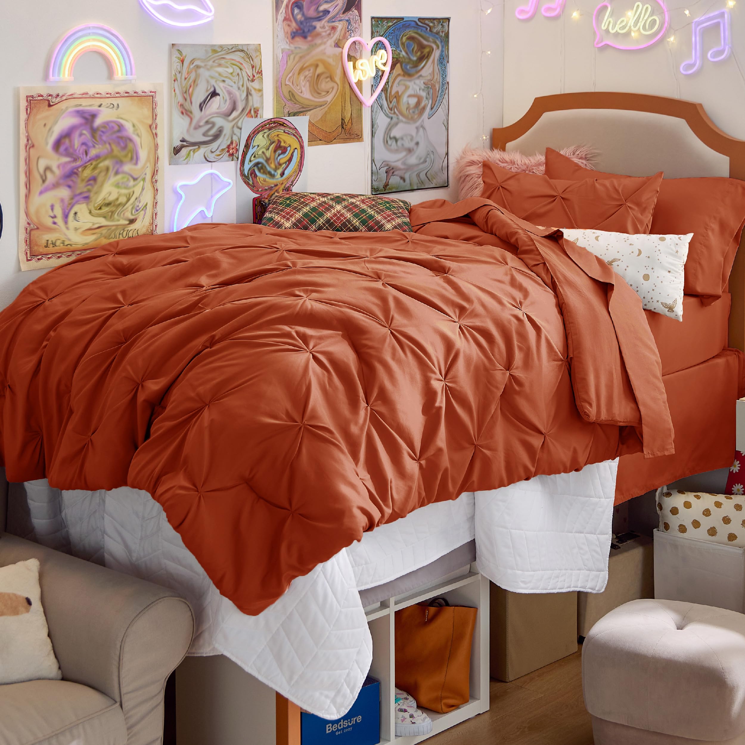 Bedsure Twin XL Comforter Set Pink - Dorm Room Essentials for Girls, Extra Long Twin XL Bedding Set with Sheets, All Season Down Alternative Comforter with Sheets, Pillowcase & Sham
