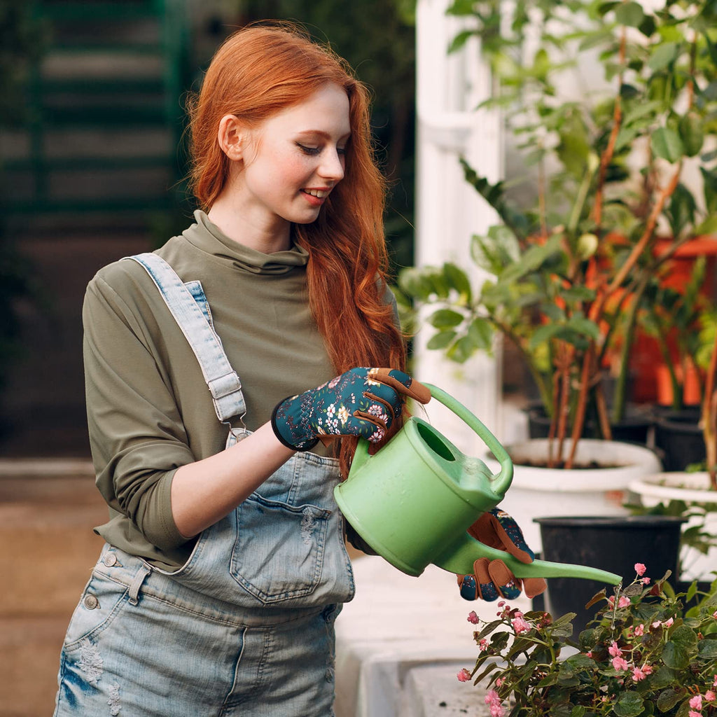 Bamllum Leather Gardening Gloves for Women - Working Gloves for Weeding, Digging, Planting, Raking and Pruning