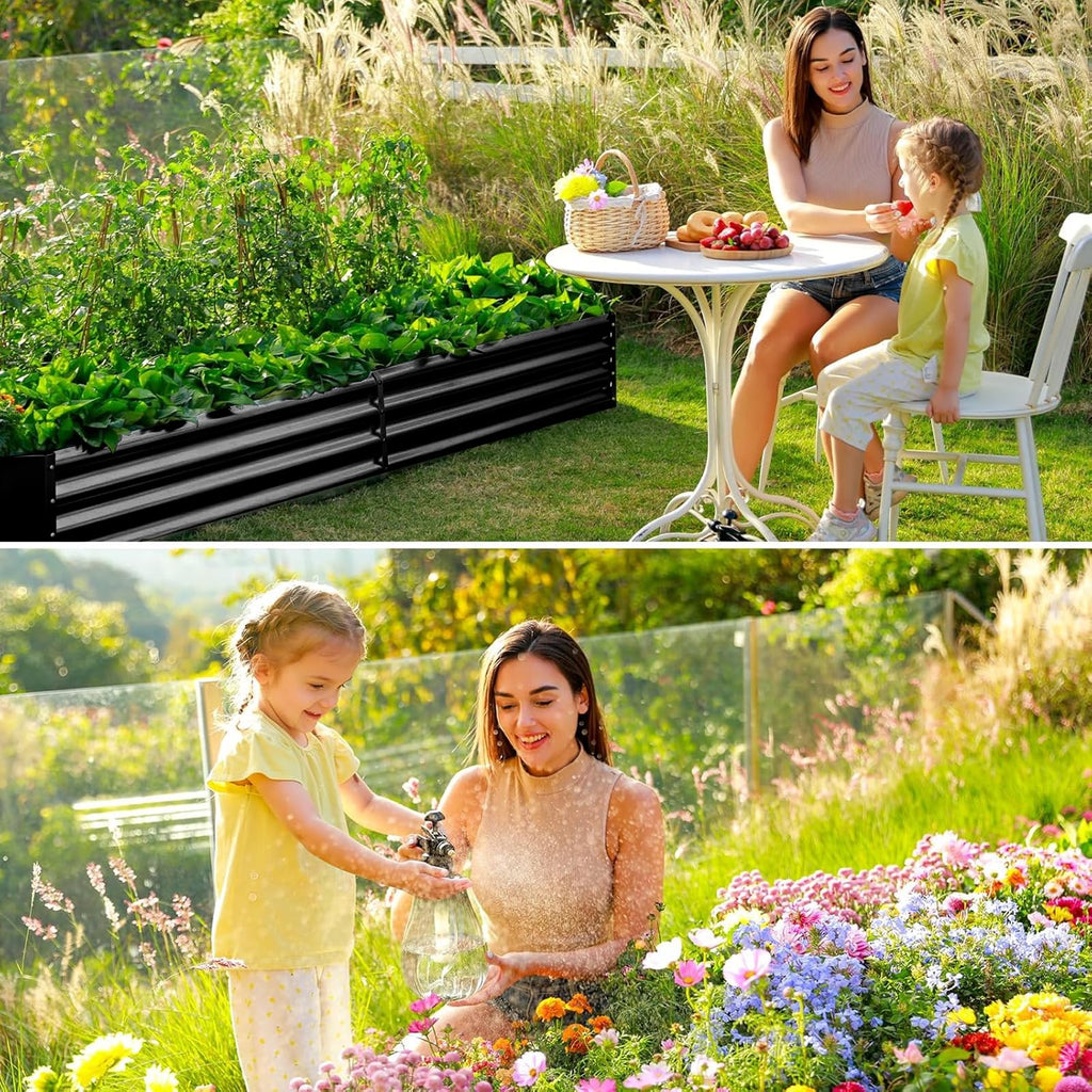 Land Guard 3 Pack 8×4×1ft Galvanized Metal Raised Garden Bed, Metal Planter Kit Box Outdoor for Deep-Rooted Vegetables, Flowers, Green and Herbs, Silver