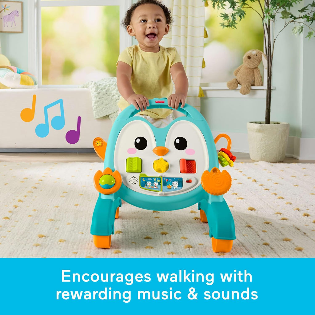 Fisher-Price Baby Push Toy Musical Penguin Walker, 2-in-1 Infant to Toddler Activity Play for Motor Skills Development Ages 6+ Months