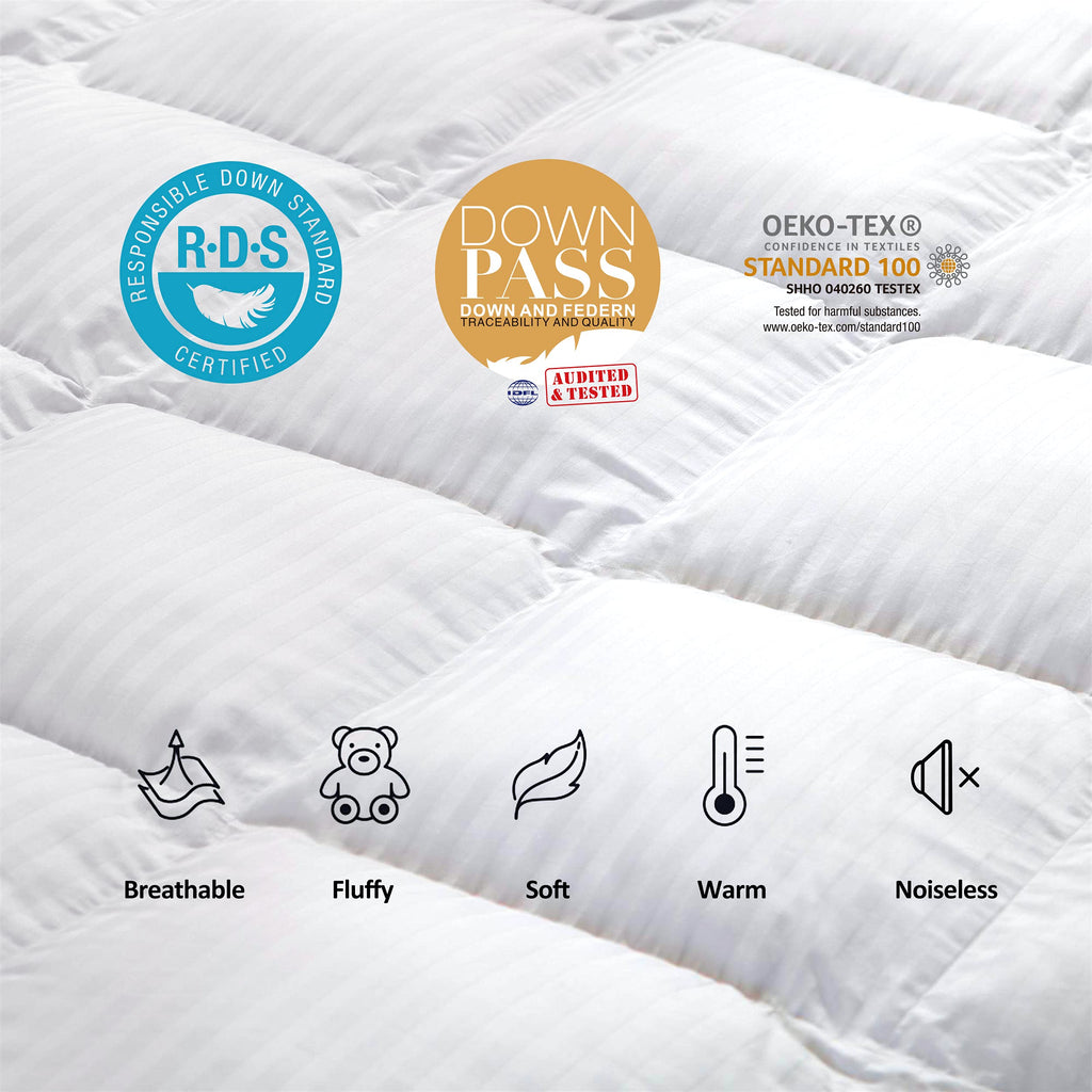 Luxurious All-Season Goose Down Feather Fiber Comforter California King Size Duvet Insert, Exquisite Pinch Pleat Design, Premium Baffle Box, 100% Egyptian Cotton Cover, 80 oz. Fill Weight, Black