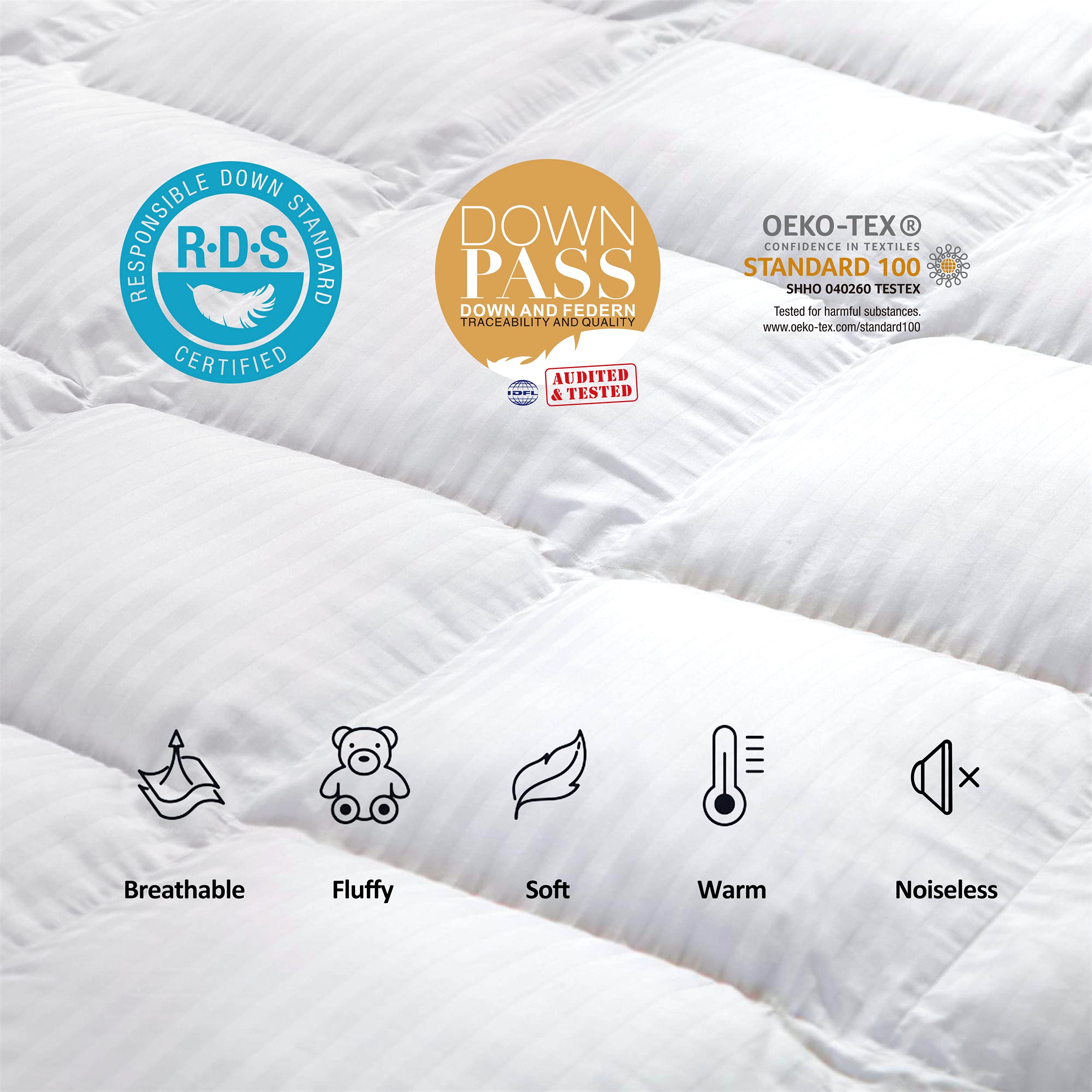 Luxurious All-Season Goose Down Feather Fiber Comforter California King Size Duvet Insert, Exquisite Pinch Pleat Design, Premium Baffle Box, 100% Egyptian Cotton Cover, 80 oz. Fill Weight, Black