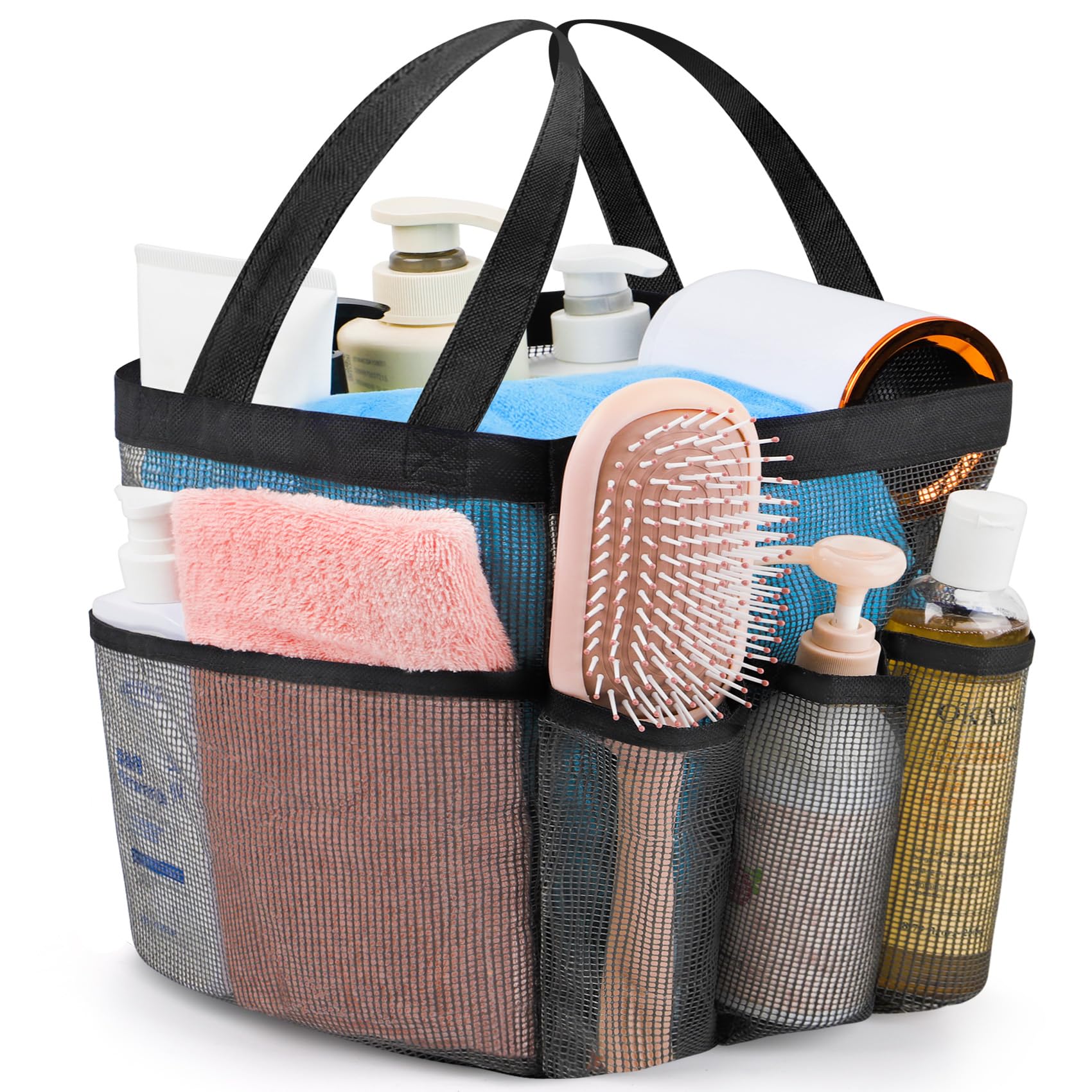Attmu Mesh Shower Caddy Portable for College Dorm Room Camping Essentials, Shower Caddy Dorm with 9-Pockets, Large Capacity Hanging Basket Bathroom Bag for Toiletry, Swimming, Gym, Camp, Beach