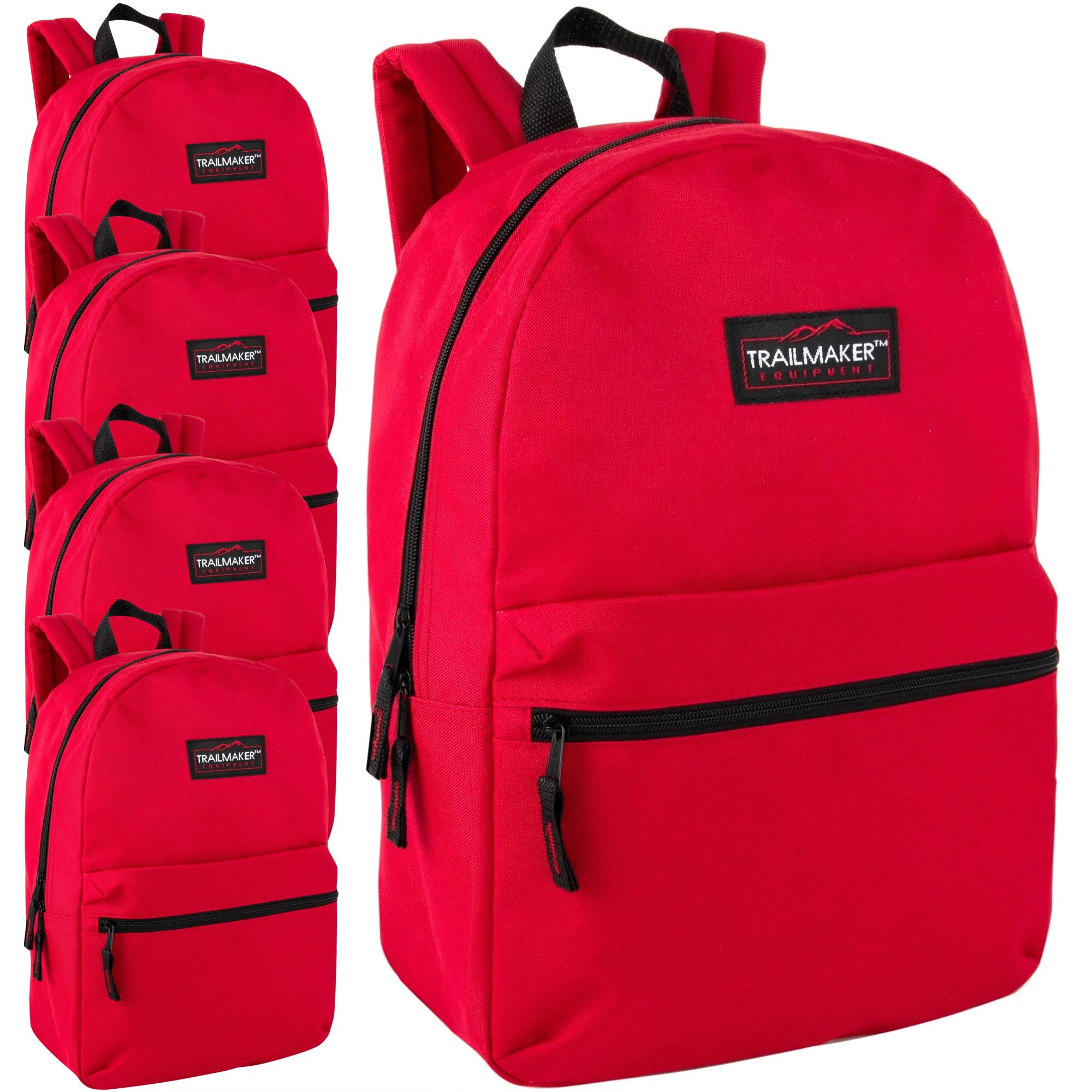 Trail maker 24 Pack- Classic 17 Inch Backpacks in Bulk Wholesale Back Packs for Boys and Girls (Assorted 12 Colors Pack)