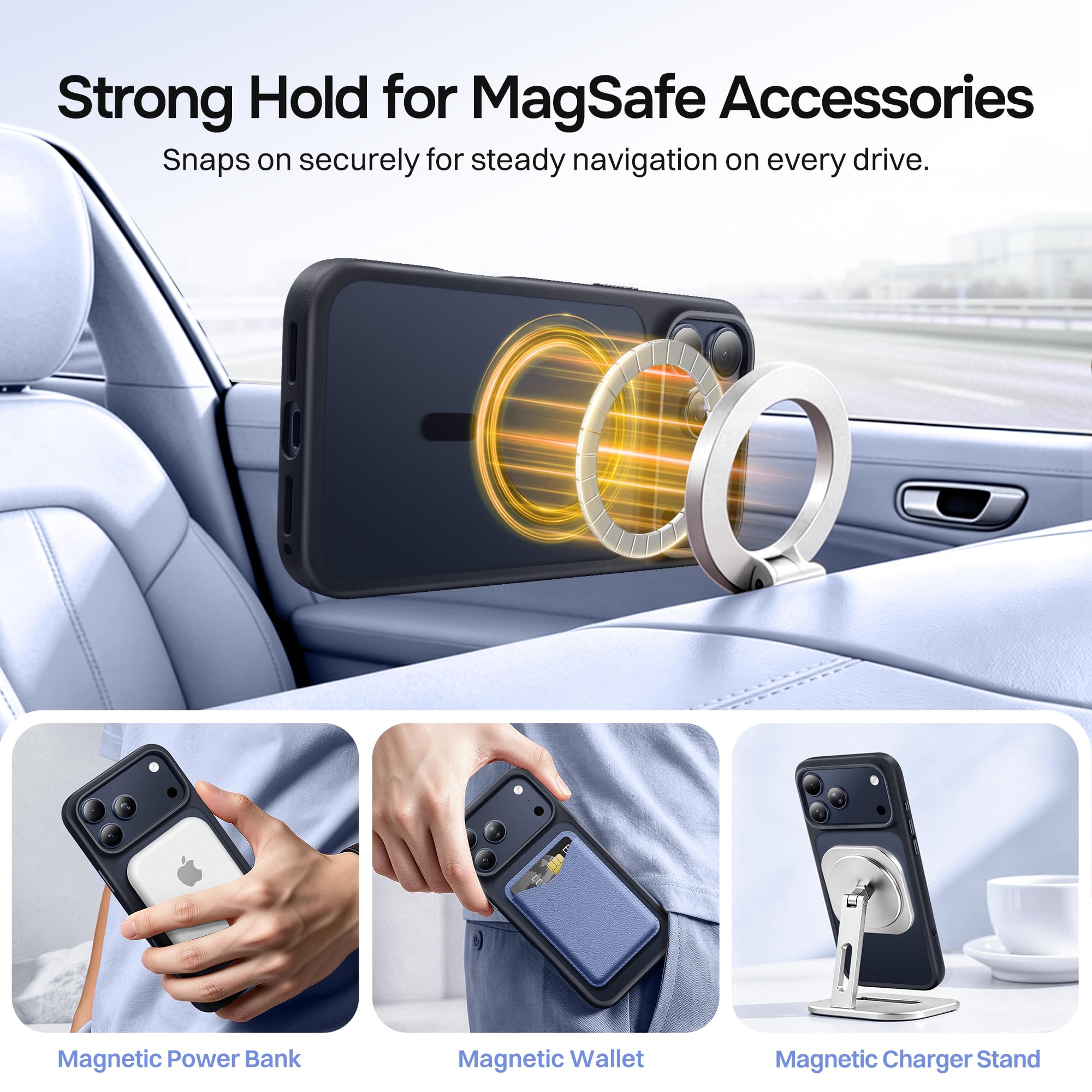 Magnetic for iPhone 17 Pro Max Case, Compatible with MagSafe, [Military Grade Drop Protection] Translucent Matte Shockproof Protective Anti-Fingerprint Phone Case, 6.9", Dark Purple