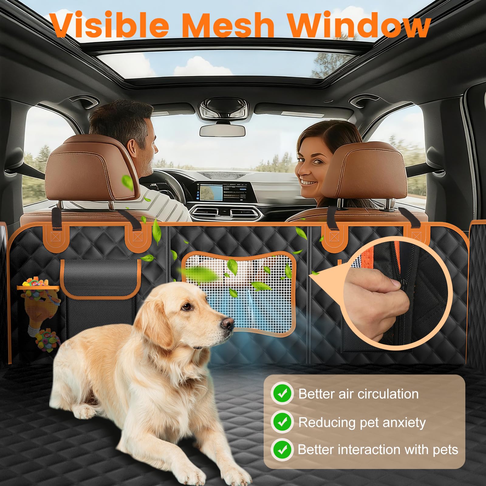 Dog Seat Cover for Back Seat, Hard Bottom Car Seat Cover for Dogs | Back Seat Extender Holds 500 lbs, Waterproof Back Seat Pet Cover for Dogs, Dog Hammock Travel Accessories for Car,SUV,Truck