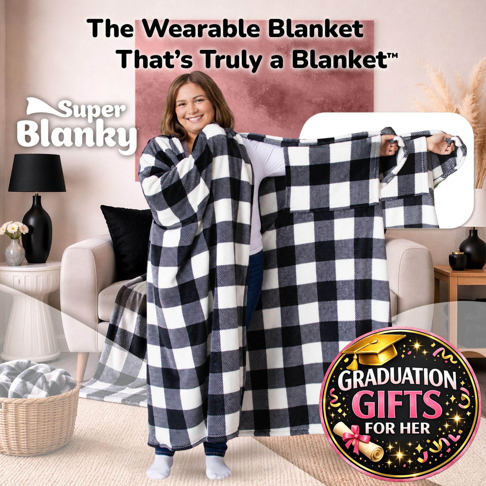 Super Blanky Wearable Blankets for Women & Men, Graduation Day Gift for Her, Cozy Gifts for Women, Wife Birthday Gifts Ideas