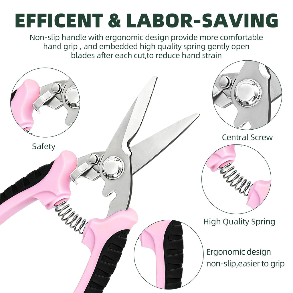 EWPJDK 3 Pack Garden Pruning Shears, Stainless Steel Shears, Gardening Shears, Scissors, Garden Clippers, Pruning Snips, Pruning Shears for Gardening Tools