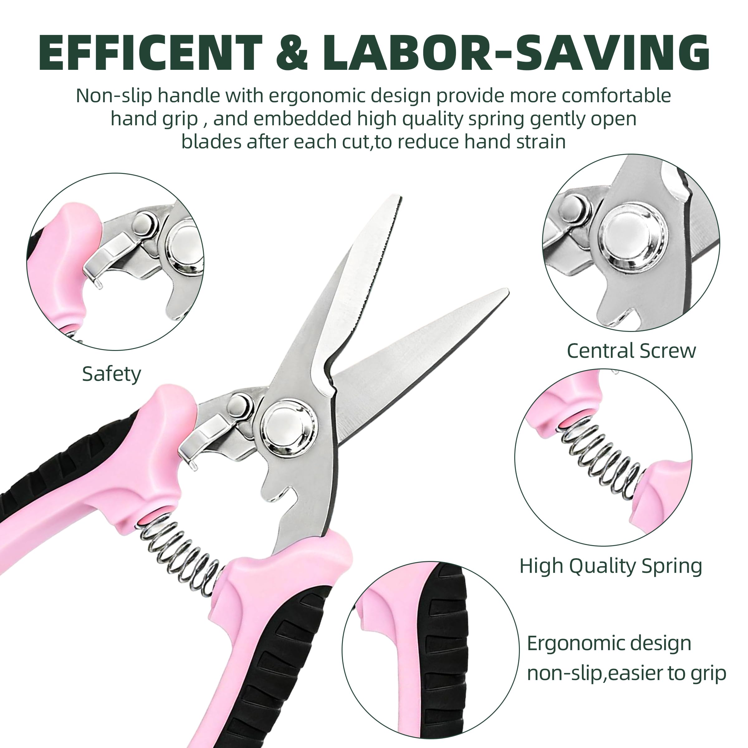 EWPJDK 3 Pack Garden Pruning Shears, Stainless Steel Shears, Gardening Shears, Scissors, Garden Clippers, Pruning Snips, Pruning Shears for Gardening Tools