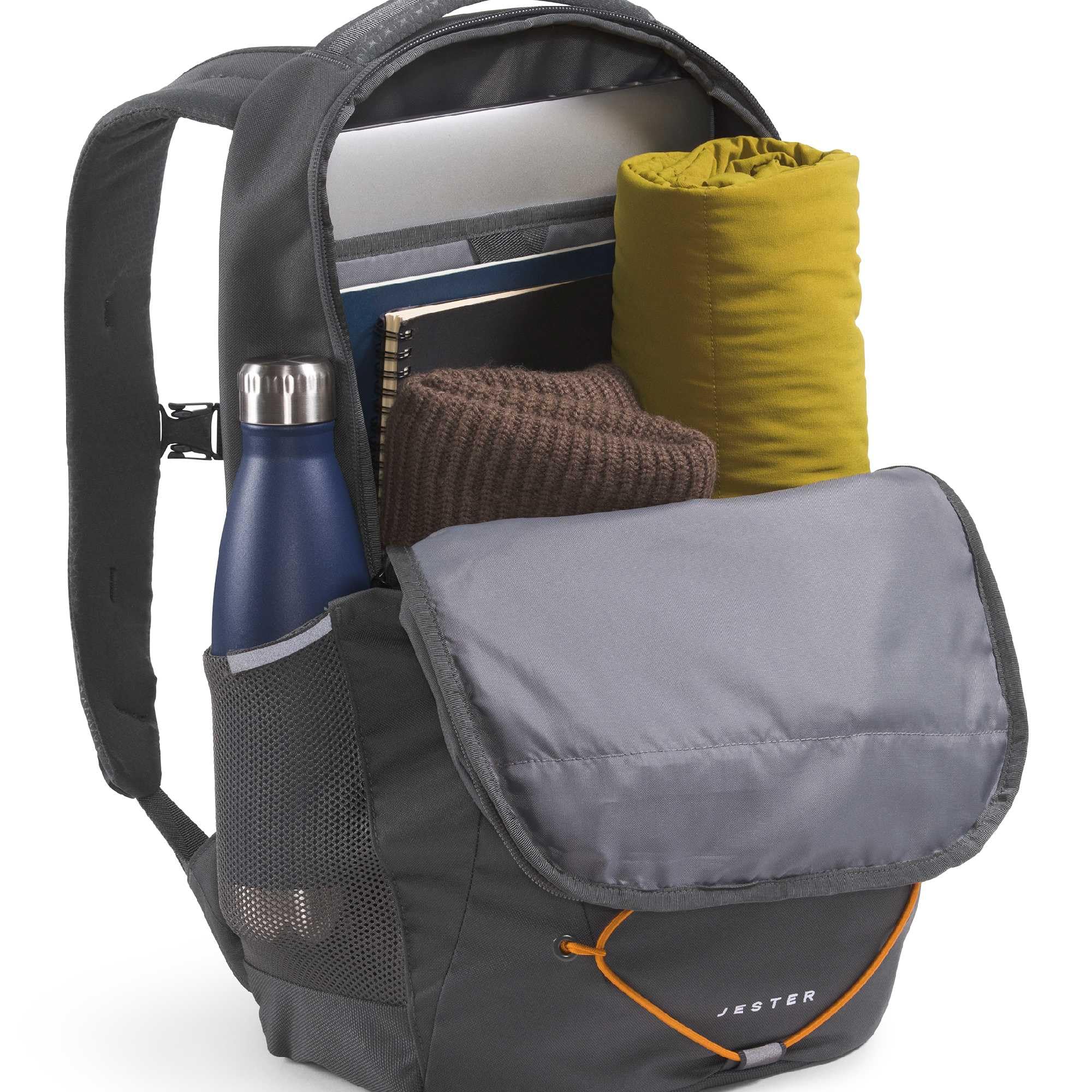The North Face Jester Everyday Laptop Backpack - Commuter Daypack, Water Repellent, Laptop Sleeve, TNF Black-NPF, One Size | 28L recycled polyester with DWR finish, padded 16 in sleeve, chiropractor-endorsed FlexVent suspension, bottle pockets