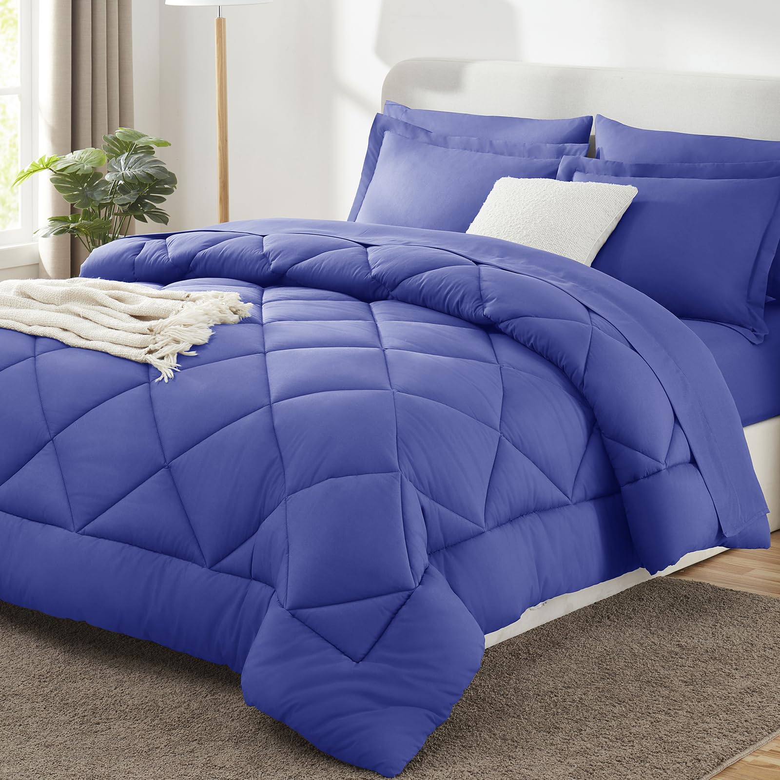 CozyLux Twin XL Comforter Set Black - 5 Pieces Twin Extra Long Bed in a Bag for College Dorm, All Season Bedding Set for Girls and Boys, Soft Bed Set with Comforter, Sheets, Pillowcase & Sham