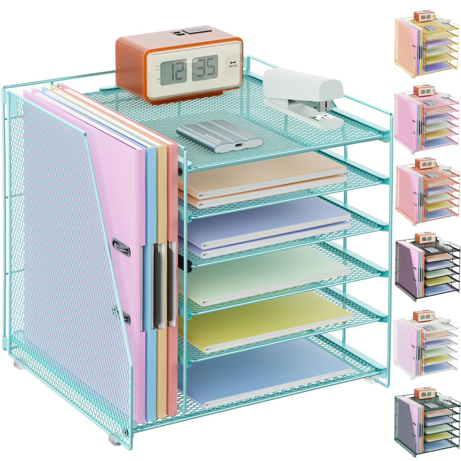 gianotter 4-Tier Paper Organizer With Magazine Holder, Desk Organizers and Accessories, Desk Accessories & Workspace Organizers, File Organizer for Office Supplies Storag (Black, 4-Tier)