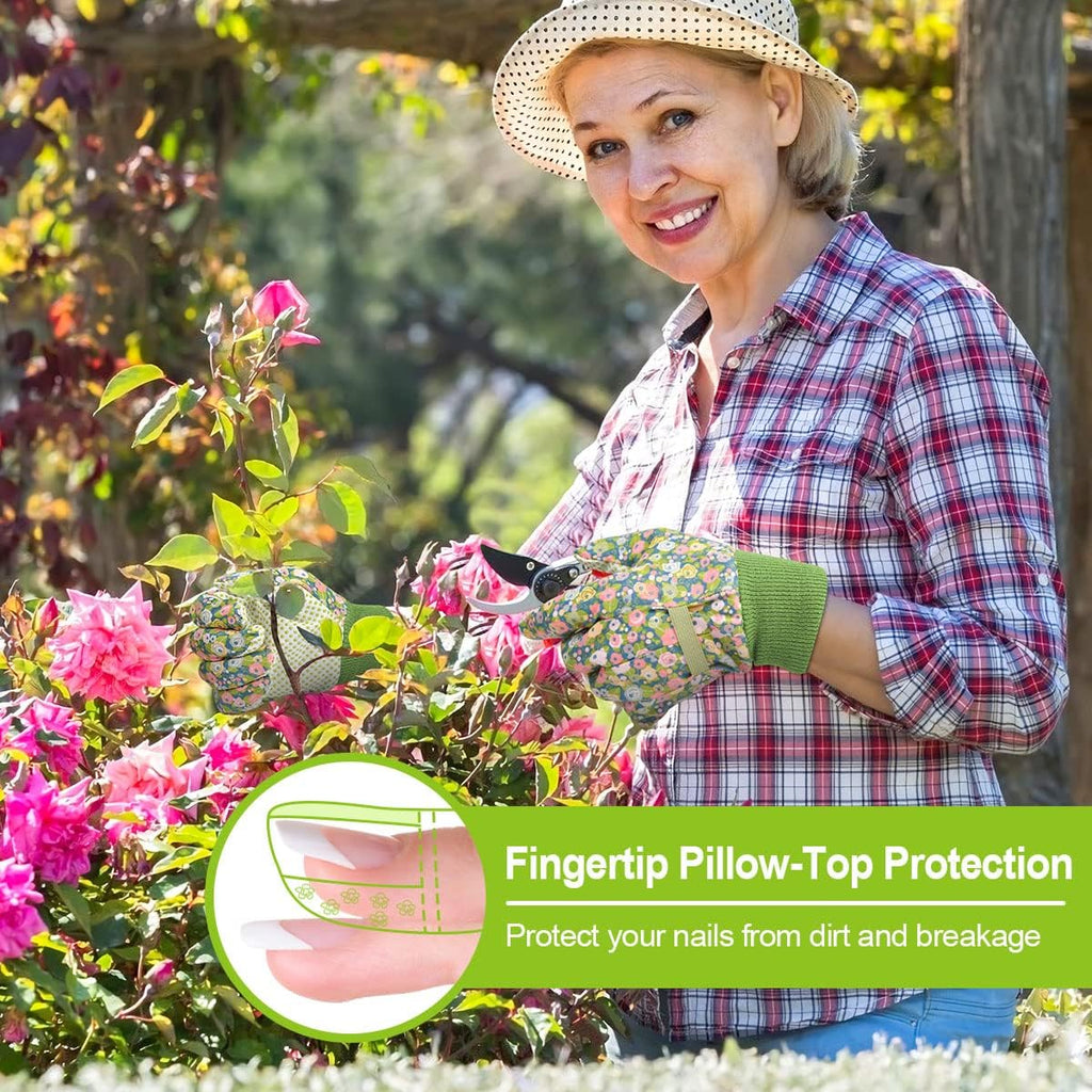Ainiv Floral Gardening Gloves for Women/Ladies, Non-Slip Garden Work Gloves,Breathable Yard Work Glove Light Working Gloves