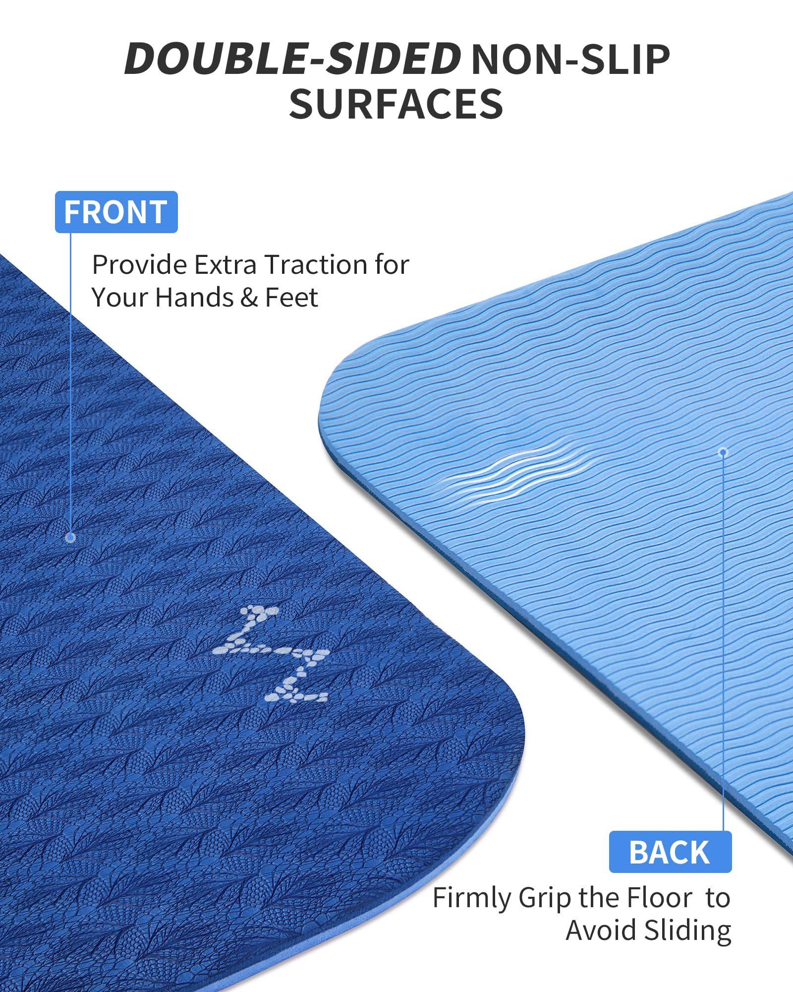 CAMBIVO Yoga Mat 72" x 48" Large Workout Mat for Home Gym Flooring | 6mm-12mm (0.24"-0.48") Extra Thick Exercise Mat for Apartment Fitness | High-Density TPE Cushioning for Joint Protection