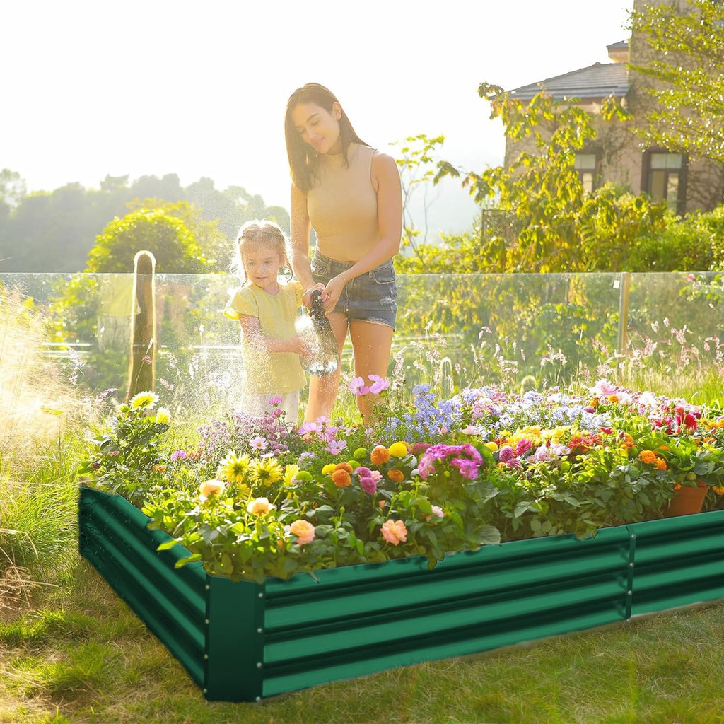 Land Guard 3 Pack 8×4×1ft Galvanized Metal Raised Garden Bed, Metal Planter Kit Box Outdoor for Deep-Rooted Vegetables, Flowers, Green and Herbs, Silver