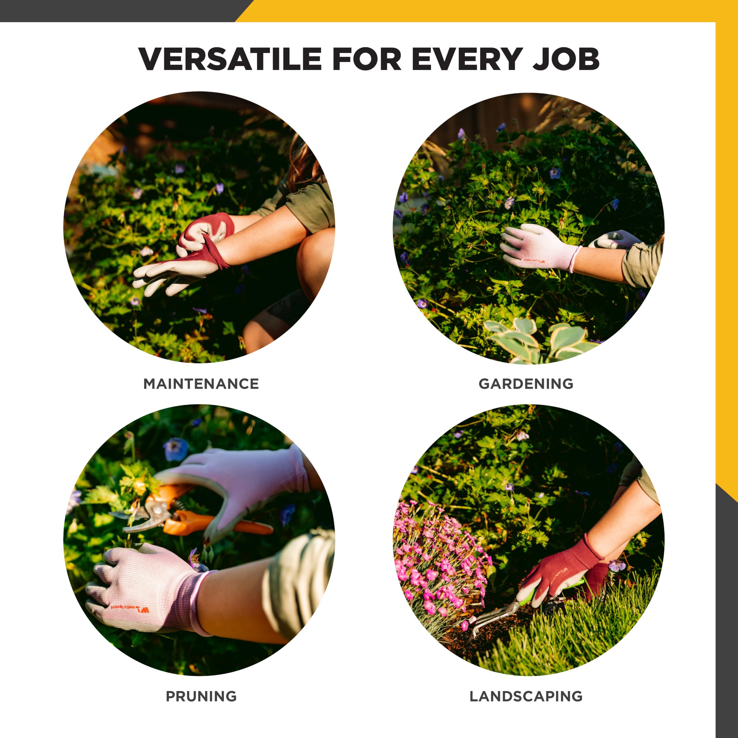 Wells Lamont Gardening Gloves for Women – Breathable Polyester, Seamless Fit – PU-Coated Palm for Grip & Durability
