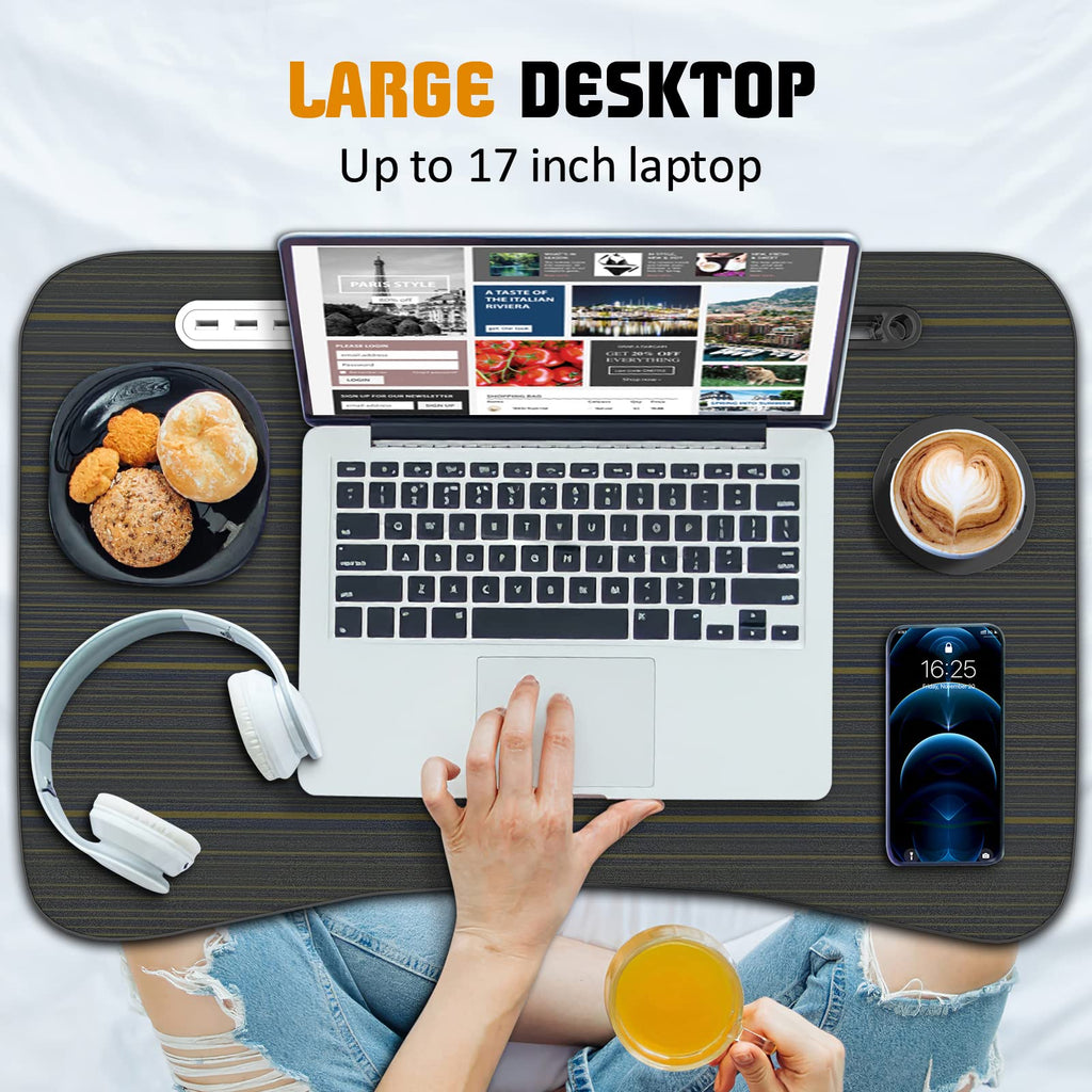 Fayquaze Lap Laptop Desk, Portable Foldable Laptop Bed Table with Storage Drawer and Cup Holder, Lap Desk Lap Bed Stand Tray Table Serving Tray for Eating, Reading and Working