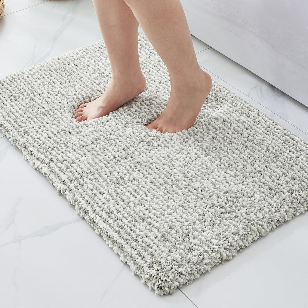ILANGO Pink Bathroom Rugs 24" × 17" Non Slip & Super Absorbent Extra Thick Soft, Washable Bath Mat for Floor, Non Shedding Microfiber Plush Holiday Bath Rug with Rubber for Shower Sink