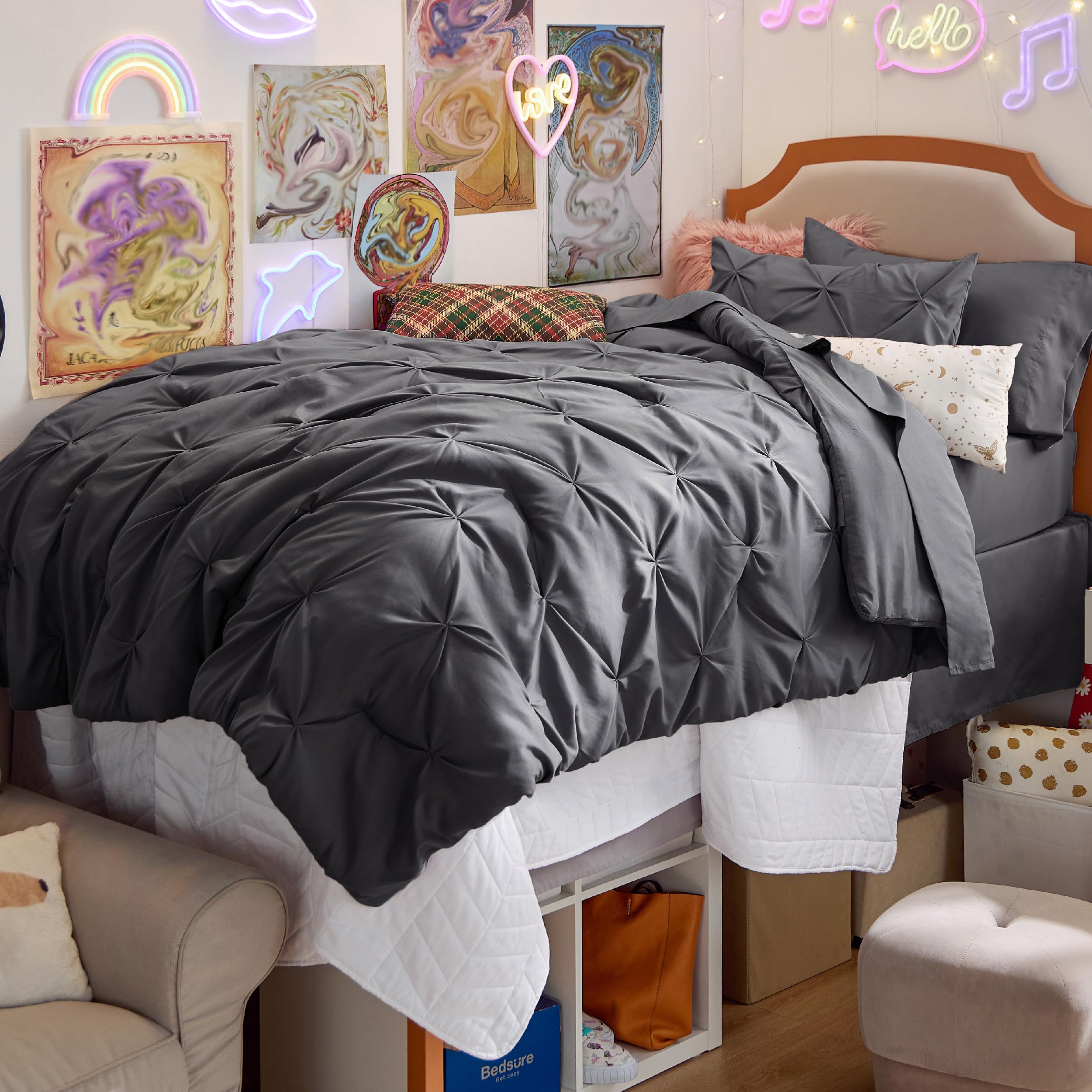 Bedsure Twin XL Comforter Set Pink - Dorm Room Essentials for Girls, Extra Long Twin XL Bedding Set with Sheets, All Season Down Alternative Comforter with Sheets, Pillowcase & Sham