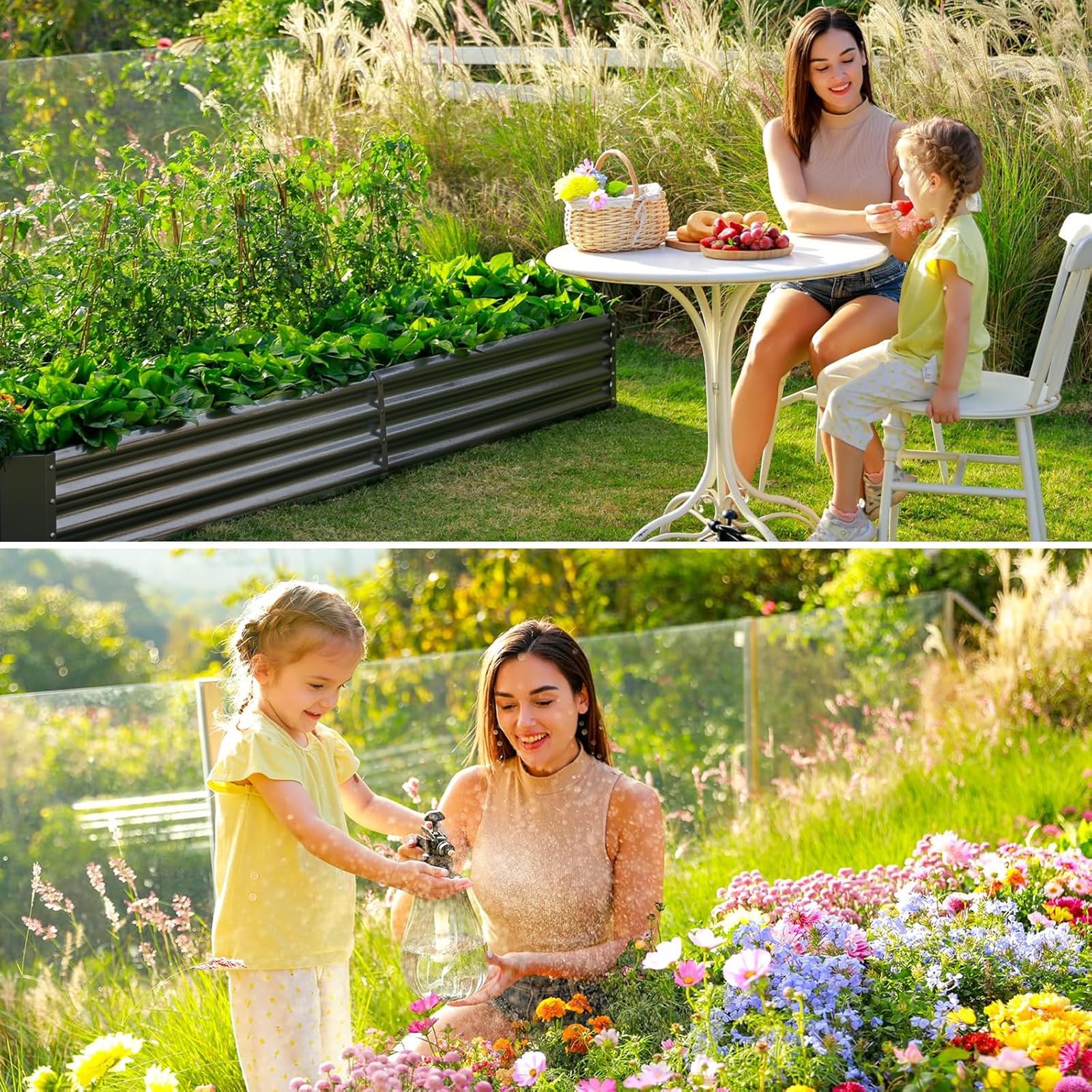 Land Guard 3 Pack 8×4×1ft Galvanized Metal Raised Garden Bed, Metal Planter Kit Box Outdoor for Deep-Rooted Vegetables, Flowers, Green and Herbs, Silver