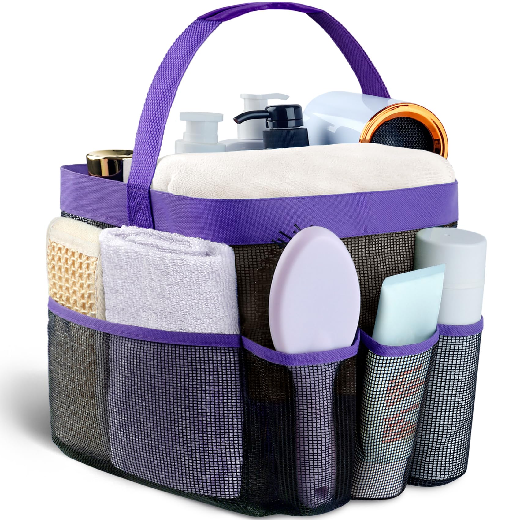 Attmu Mesh Shower Caddy Portable for College Dorm Room Camping Essentials, Shower Caddy Dorm with 9-Pockets, Large Capacity Hanging Basket Bathroom Bag for Toiletry, Swimming, Gym, Camp, Beach