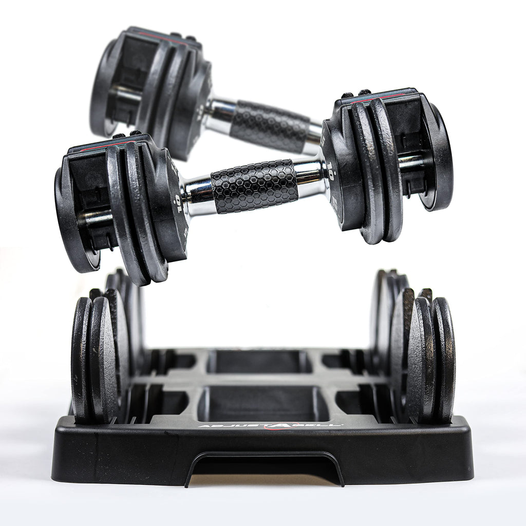 CAP ADJUSTABELL Adjustable Dumbbell Set, Premium Quick Select Adjustable Weights for Strength Training, Singles & Pairs, 12.5 LB, 25 LB & 55 LB, Round & Hex Dumbbells, Multiple Grip Handle Options