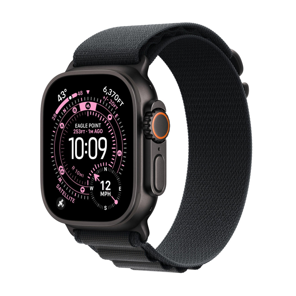 Apple Watch Ultra 3 [GPS + Cellular 49mm] Running & Multisport Smartwatch w/Rugged Titanium Case w/Black/Charcoal Trail Loop - S/M. Satellite Communications, Advanced Health & Fitness Tracking