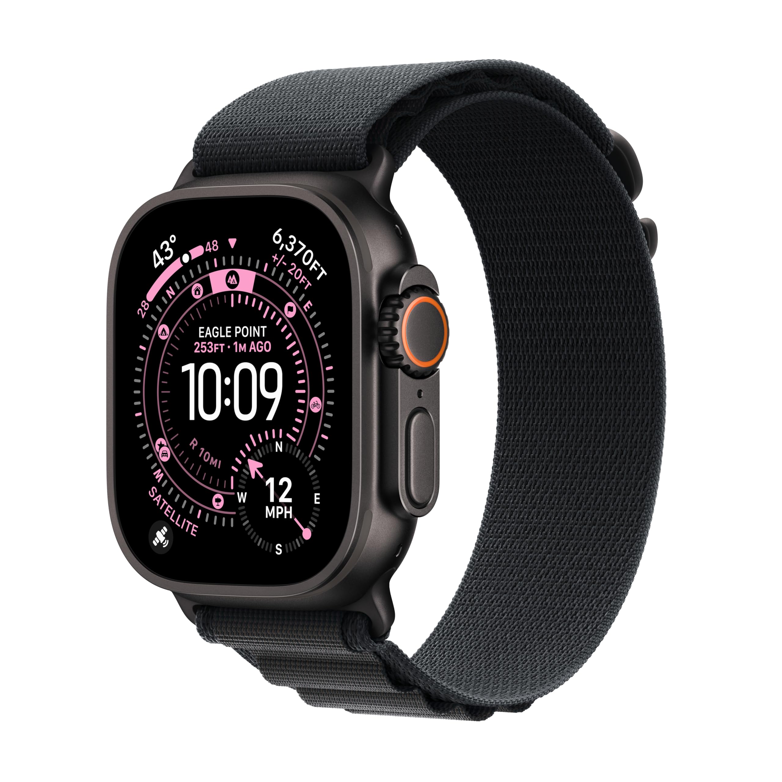 Apple Watch Ultra 3 [GPS + Cellular 49mm] Running & Multisport Smartwatch w/Rugged Titanium Case w/Black/Charcoal Trail Loop - S/M. Satellite Communications, Advanced Health & Fitness Tracking