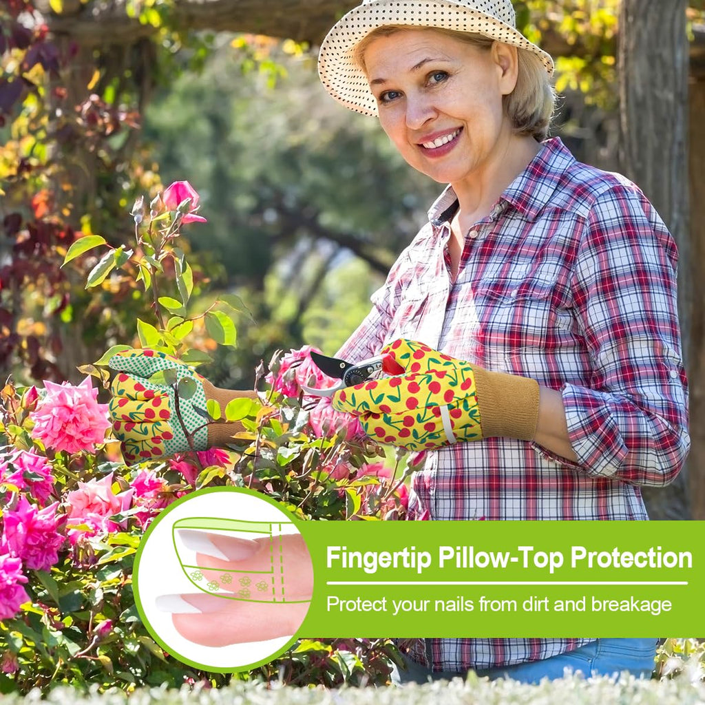 Ainiv Floral Gardening Gloves for Women/Ladies, Non-Slip Garden Work Gloves,Breathable Yard Work Glove Light Working Gloves