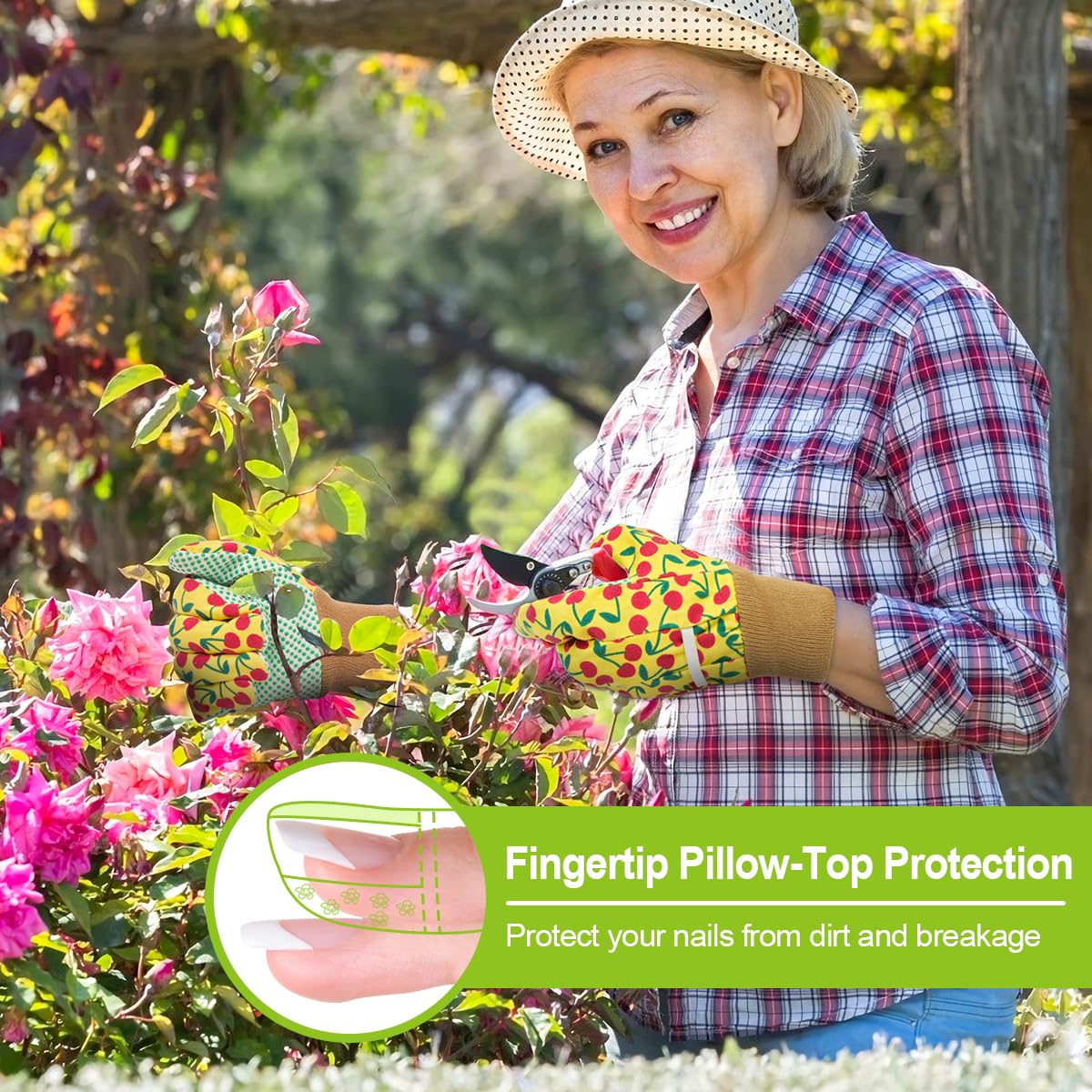 Ainiv Floral Gardening Gloves for Women/Ladies, Non-Slip Garden Work Gloves,Breathable Yard Work Glove Light Working Gloves