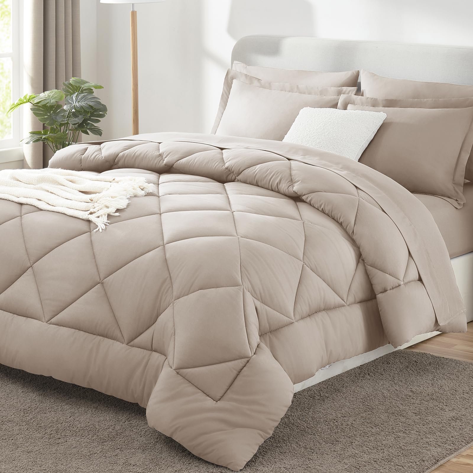 CozyLux Twin XL Comforter Set Black - 5 Pieces Twin Extra Long Bed in a Bag for College Dorm, All Season Bedding Set for Girls and Boys, Soft Bed Set with Comforter, Sheets, Pillowcase & Sham