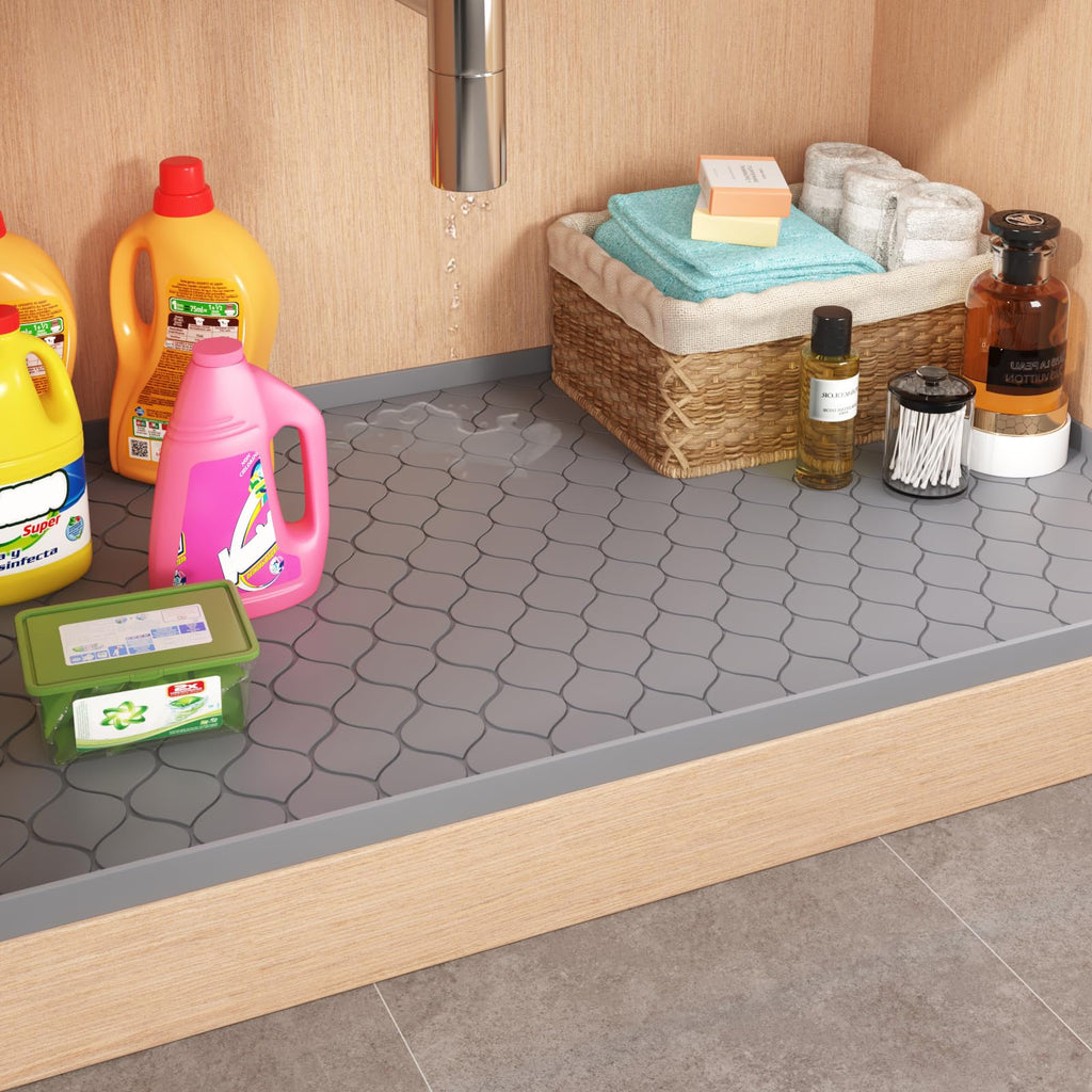 Winisok Silicone Under Sink Mat 34" x 22", Kitchen Essentials and Gadgets, Shelf Liner and Cabinet Protector, Home Organizers and Storage, Waterproof Bathroom Tray