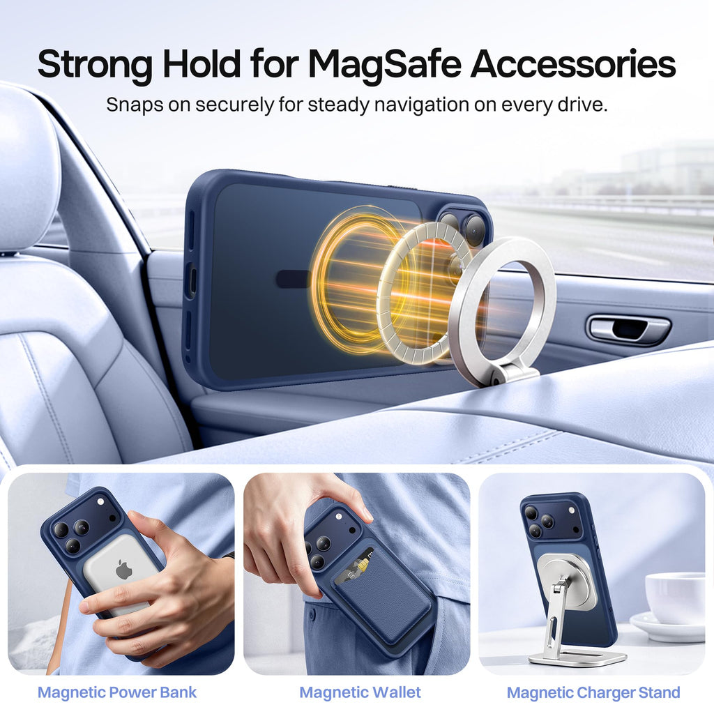 Magnetic for iPhone 17 Pro Max Case, Compatible with MagSafe, [Military Grade Drop Protection] Translucent Matte Shockproof Protective Anti-Fingerprint Phone Case, 6.9", Dark Purple