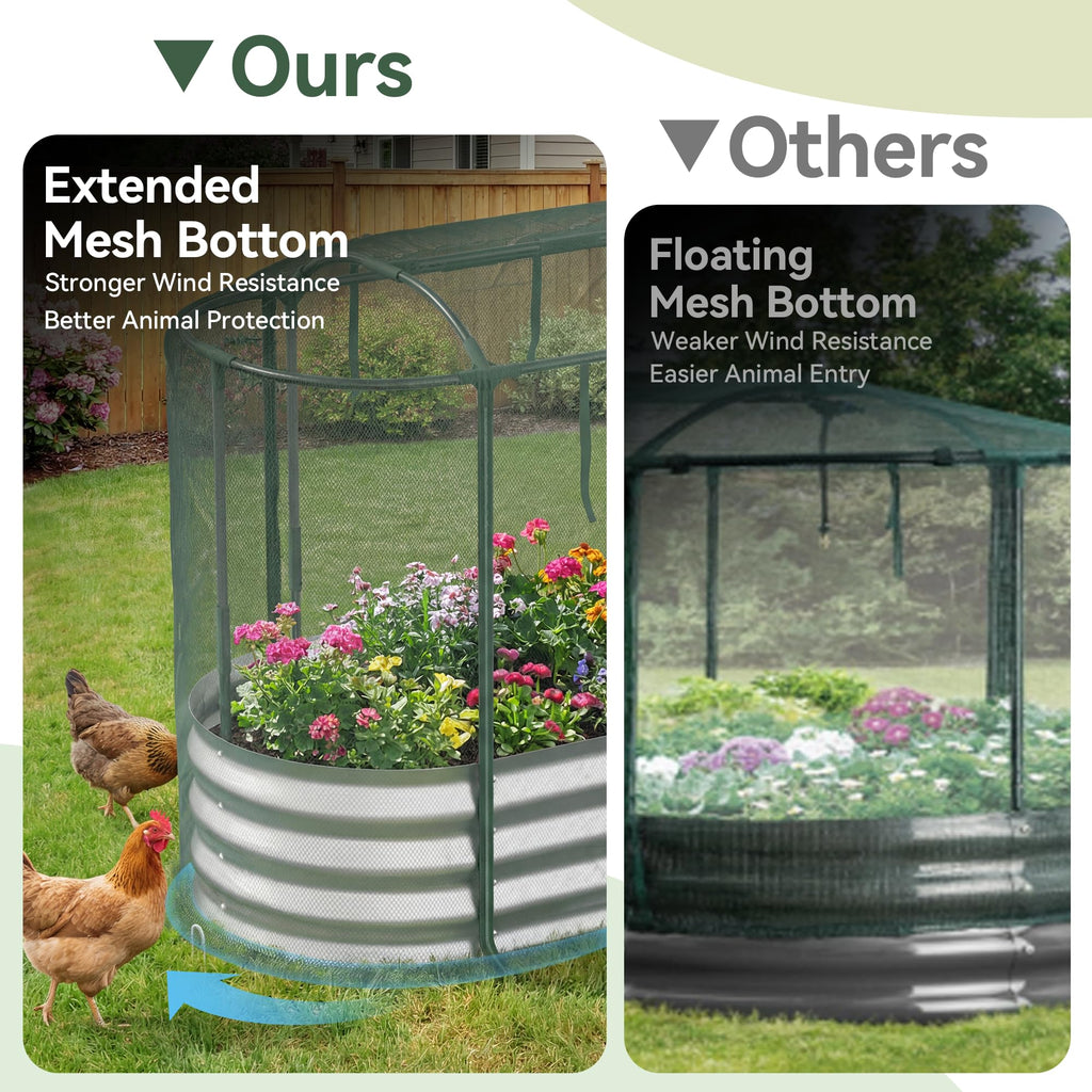Lineware Raised Garden Bed with Sprinkler Timer and Self-Watering System, 6x3x1 ft Elevated Planter Boxes Outdoor with Mesh Cover, Galvanized Raised Beds for,Vegetables,Flowers, Backyard, Patio