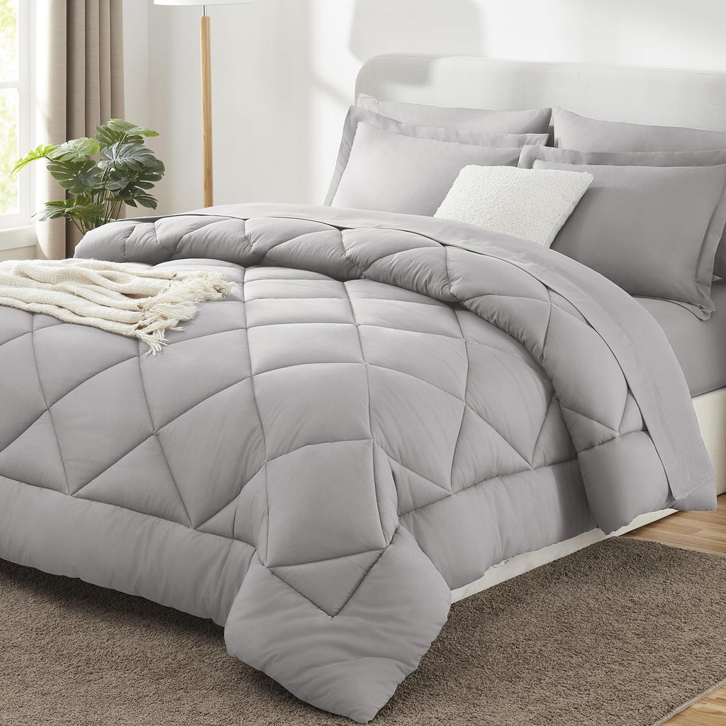 CozyLux Twin XL Comforter Set Black - 5 Pieces Twin Extra Long Bed in a Bag for College Dorm, All Season Bedding Set for Girls and Boys, Soft Bed Set with Comforter, Sheets, Pillowcase & Sham