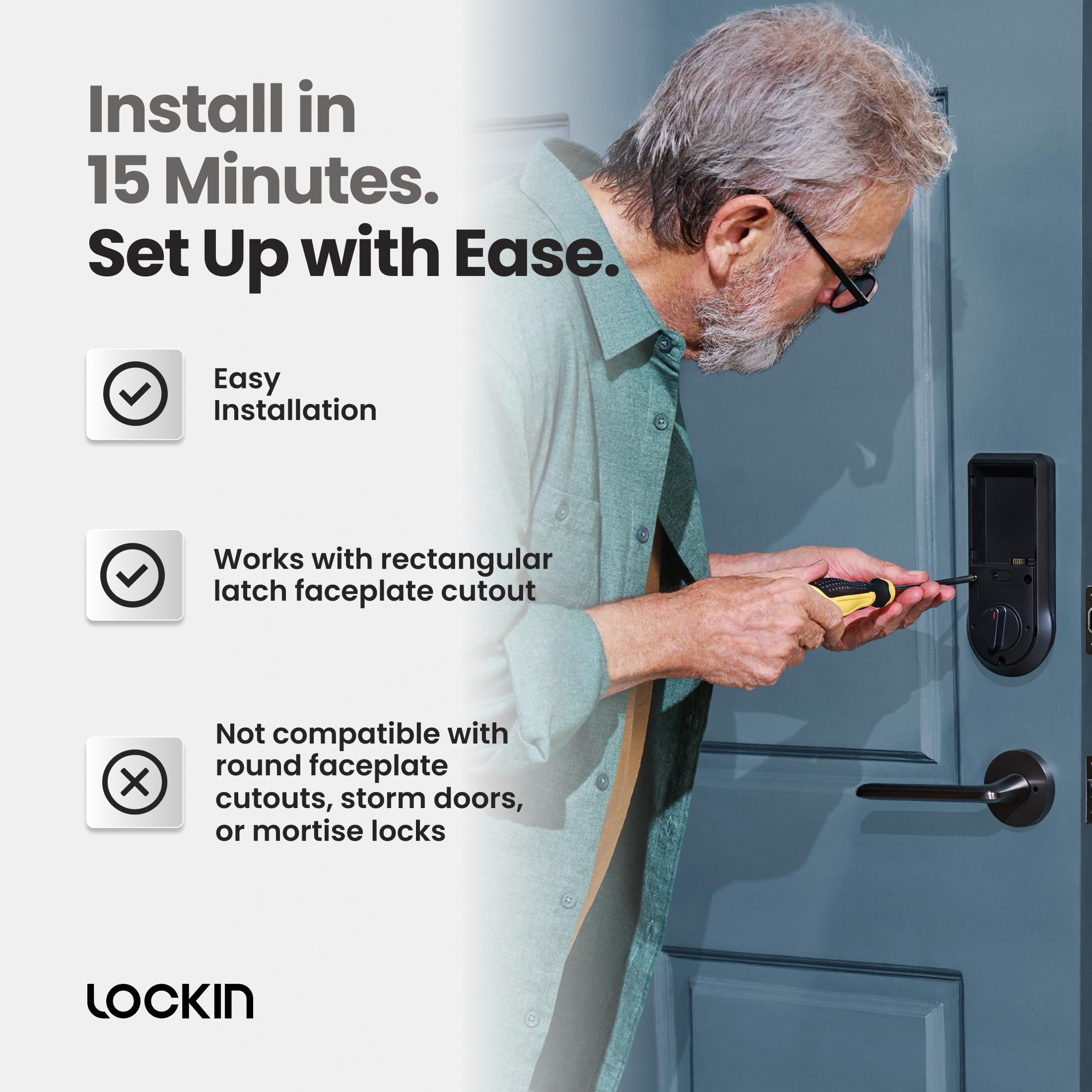 Lockin Venoris Smart Lock - Palm Vein & Fingerprint Keyless Entry Door Lock - 6 Unlock Methods - Built-in WiFi - Smart Home Compatible - No Monthly Subscription - 7-Month Battery Life