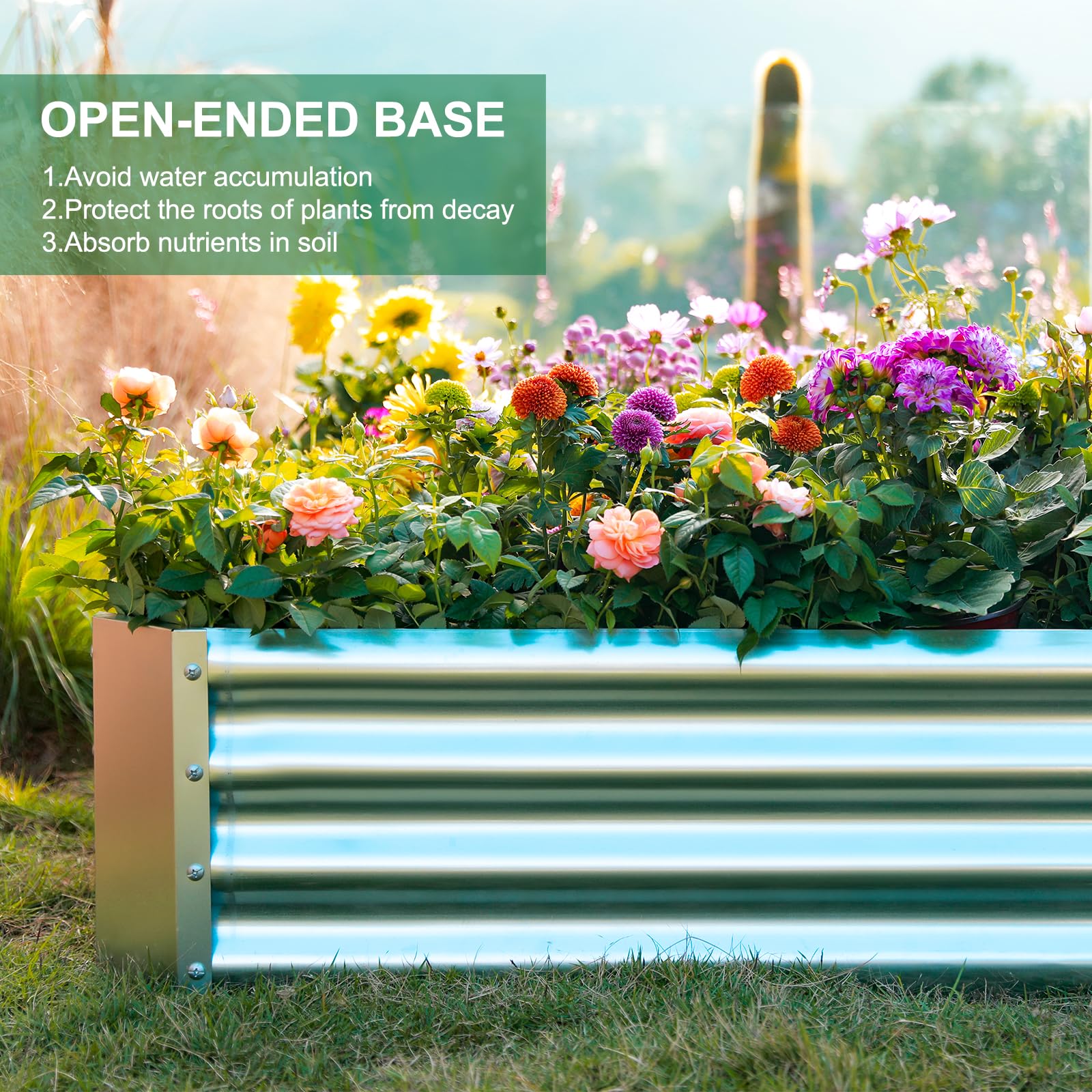 Land Guard 3 Pack 8×4×1ft Galvanized Metal Raised Garden Bed, Metal Planter Kit Box Outdoor for Deep-Rooted Vegetables, Flowers, Green and Herbs, Silver