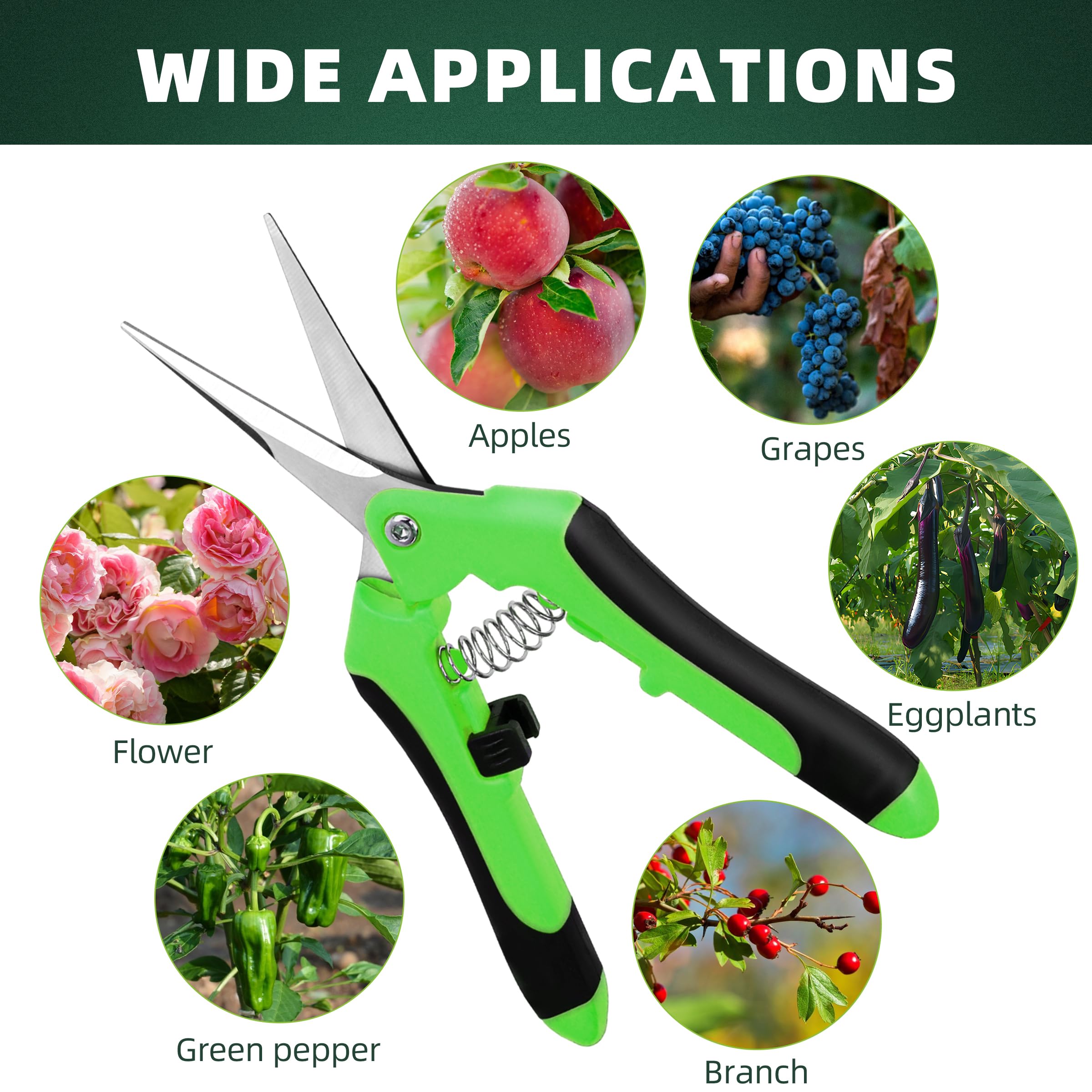 EWPJDK 3 Pack Garden Pruning Shears, Stainless Steel Shears, Gardening Shears, Scissors, Garden Clippers, Pruning Snips, Pruning Shears for Gardening Tools