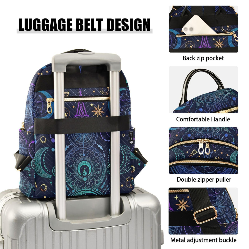 ALAZA Sun Moon Stars Witchy Small Backpack Purse for Women Travel Bag Fashion Daypack Back Pack Shoulder Bag