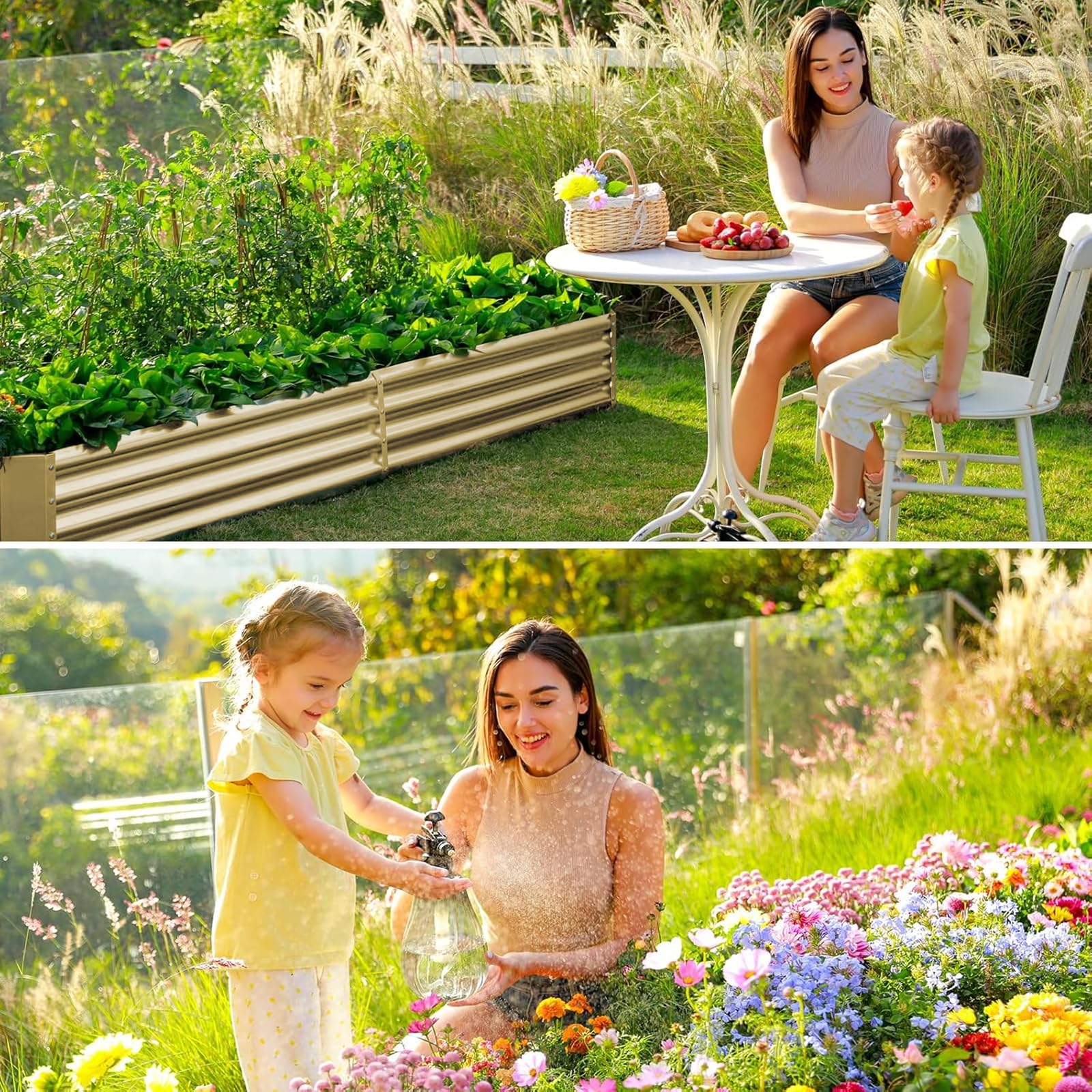 Land Guard 3 Pack 8×4×1ft Galvanized Metal Raised Garden Bed, Metal Planter Kit Box Outdoor for Deep-Rooted Vegetables, Flowers, Green and Herbs, Silver