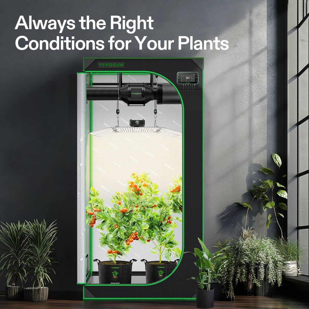 VIVOSUN Smart Grow Tent Kit 2x4, 2-Plant WiFi-Integrated Grow System | including 200W Full Spectrum LED,Automatic Control with GrowHub E42A+, Efficient Ventilation System,48x24x60" Grow Tent