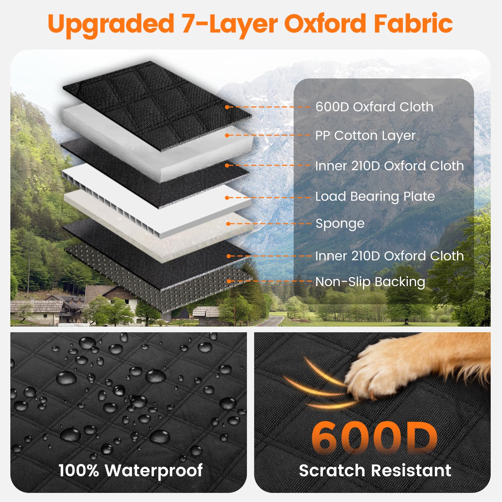 Dog Seat Cover for Back Seat, Hard Bottom Car Seat Cover for Dogs | Back Seat Extender Holds 500 lbs, Waterproof Back Seat Pet Cover for Dogs, Dog Hammock Travel Accessories for Car,SUV,Truck