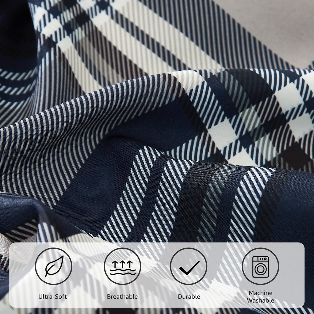 MaiRêve Plaid Twin XL Comforter Set Navy Blue 5 Pieces Dorm Bed in a Bag | Rustic Farmhouse Bedding Sets for Boys Teen with Sheets, Pillowcase & Sham