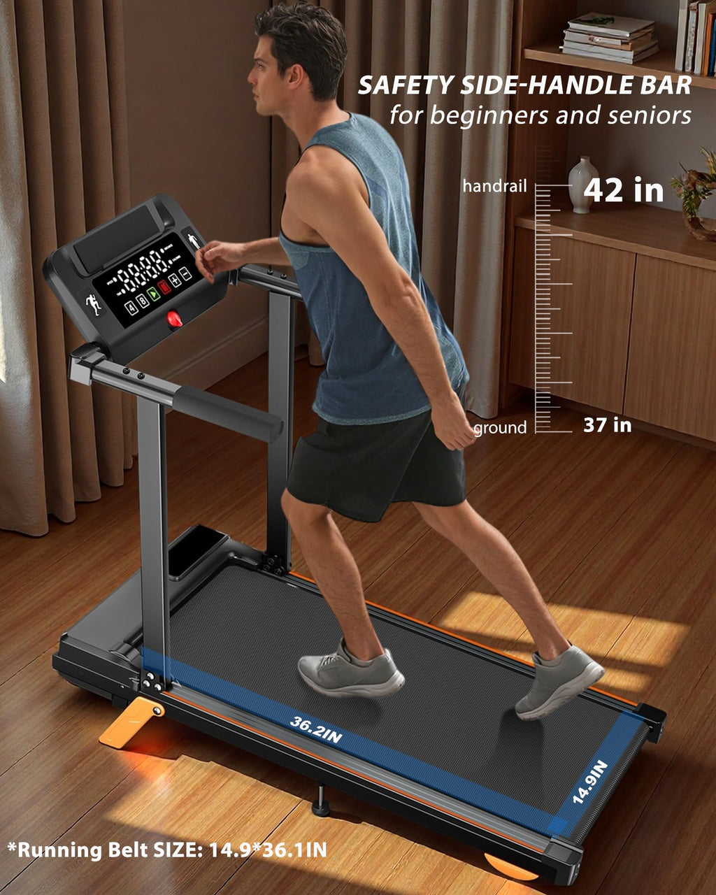 Walking Pad Treadmills for Home - Foldable Treadmill with Handle Bar, 4 Levels Height, 12% Incline, Stand Desk
