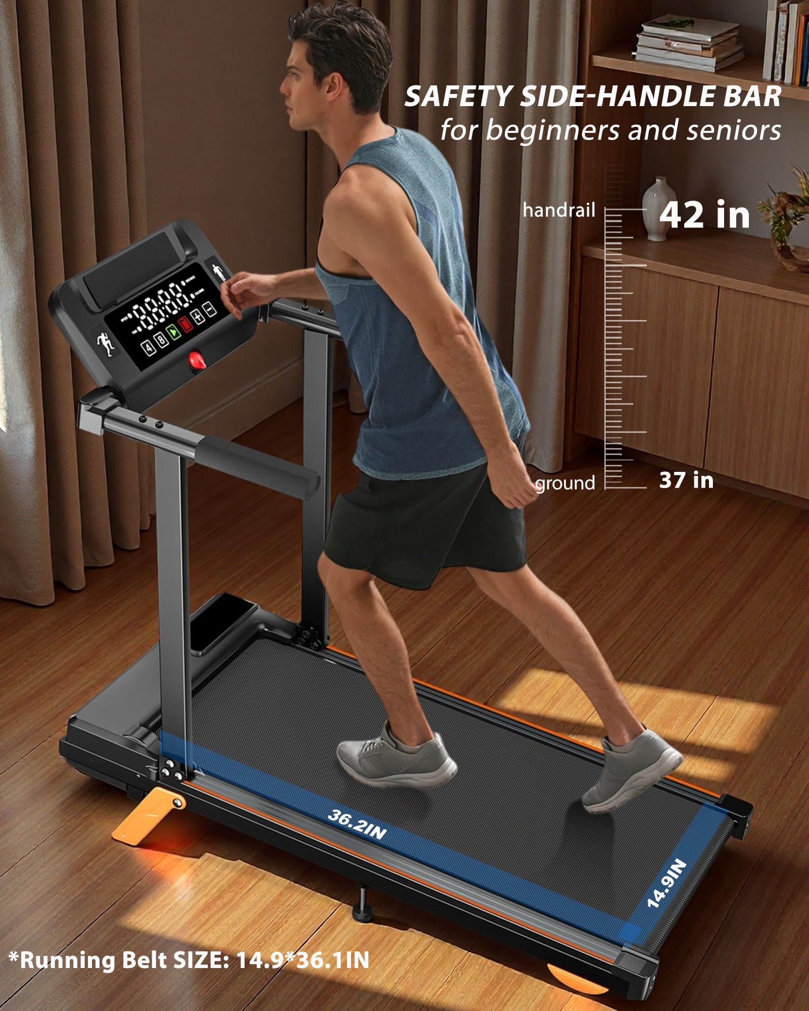 Walking Pad Treadmills for Home - Foldable Treadmill with Handle Bar, 4 Levels Height, 12% Incline, Stand Desk