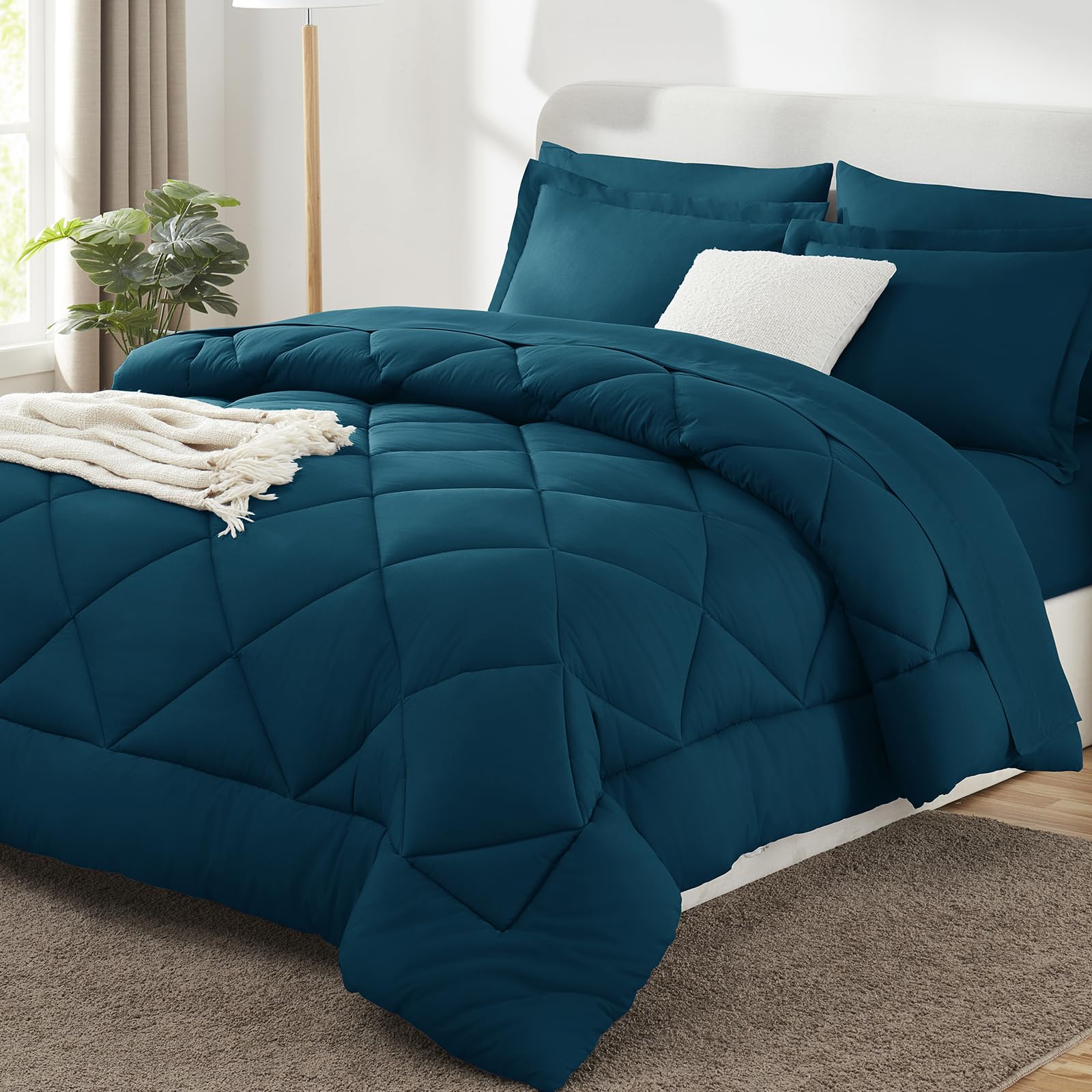 CozyLux Twin XL Comforter Set Black - 5 Pieces Twin Extra Long Bed in a Bag for College Dorm, All Season Bedding Set for Girls and Boys, Soft Bed Set with Comforter, Sheets, Pillowcase & Sham