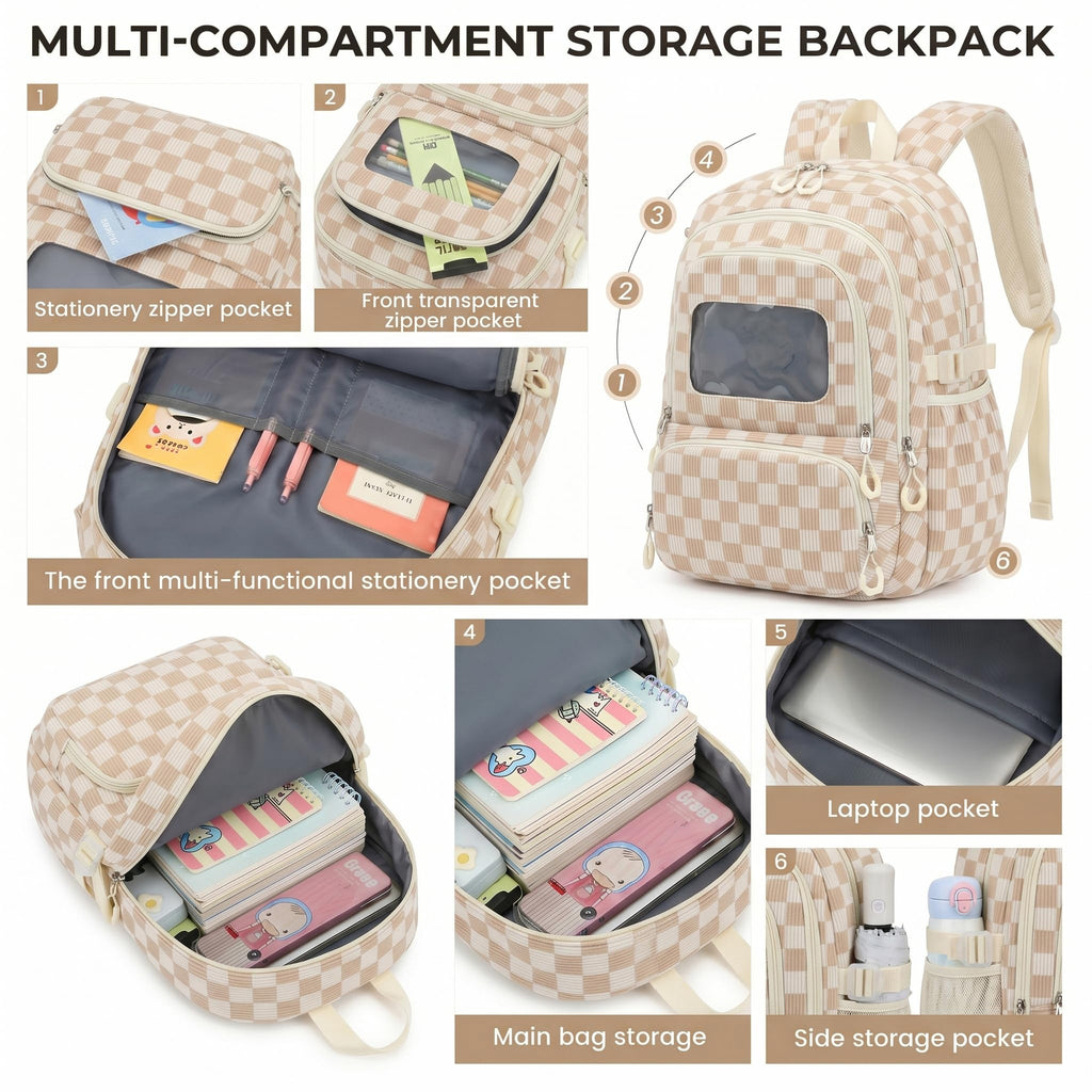 Corduroy School Backpack Set for Girls Boys Women, 3Pcs Kids Bookbag with Lunch Box & Pencil Pouch, Elementary Middle High School College Daypack 15.6" Laptop Bag for Work Travel, Leopard Brown