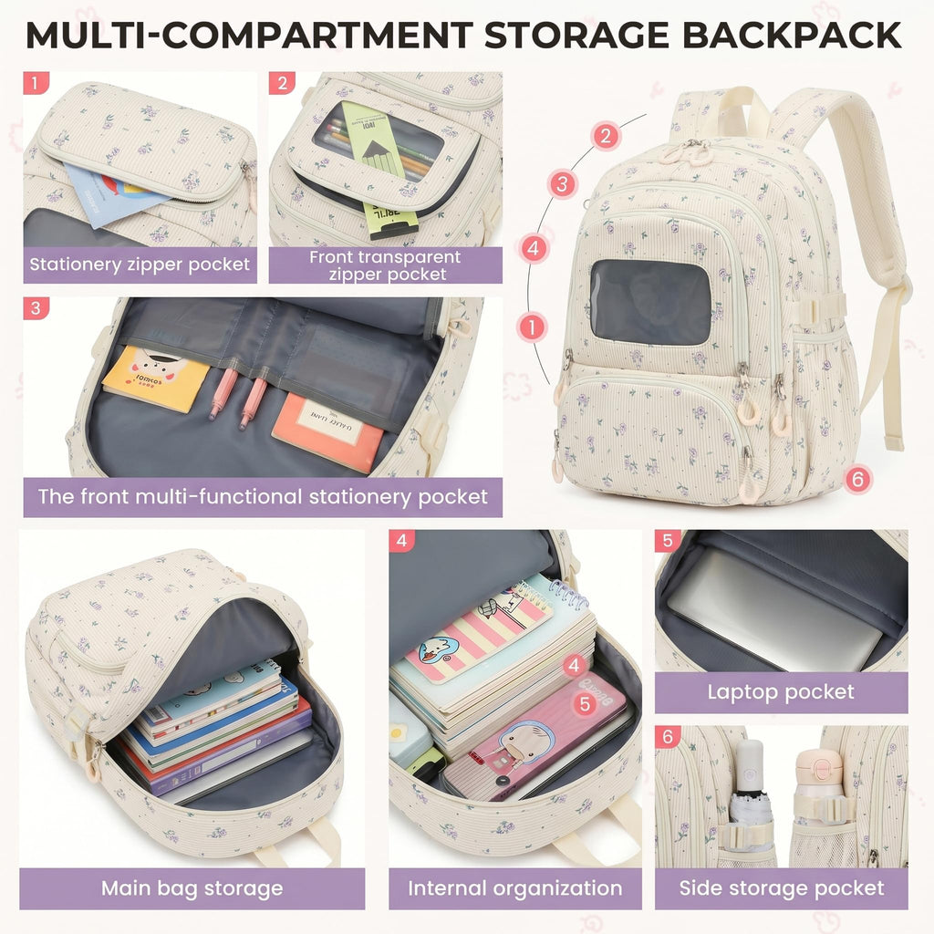 Corduroy School Backpack Set for Girls Boys Women, 3Pcs Kids Bookbag with Lunch Box & Pencil Pouch, Elementary Middle High School College Daypack 15.6" Laptop Bag for Work Travel, Leopard Brown