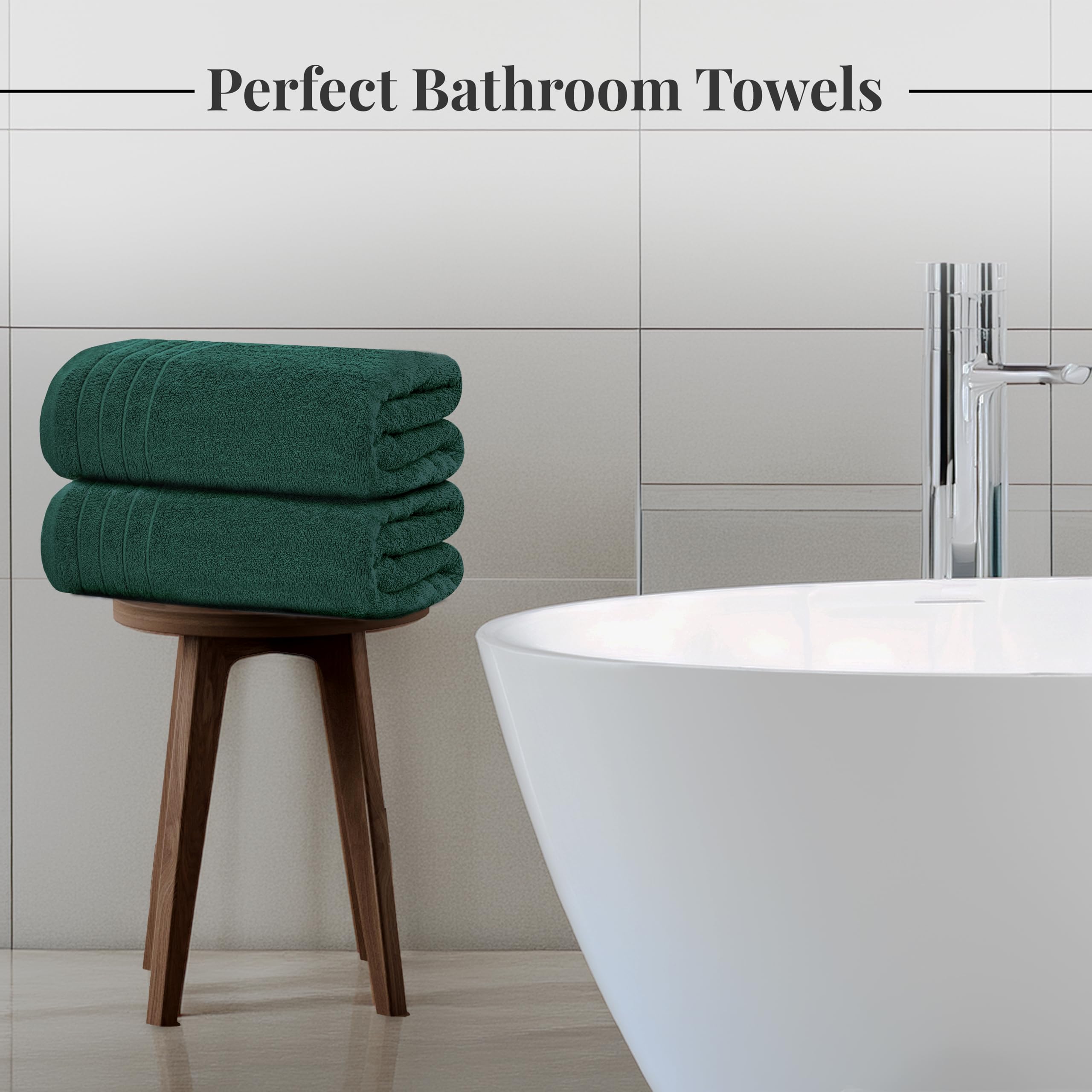 Tens Towels Pack of 4 Extra Large Bath Towels 30 x 60 Inches, 100% Cotton, Larger & Lighter Weight, Quicker to Dry, Super Soft and Absorbent, Perfect for Bathroom, Black