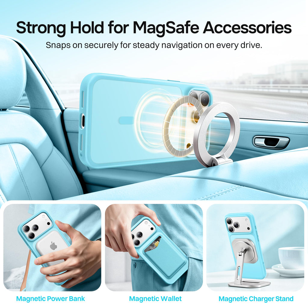 Magnetic for iPhone 17 Pro Max Case, Compatible with MagSafe, [Military Grade Drop Protection] Translucent Matte Shockproof Protective Anti-Fingerprint Phone Case, 6.9", Dark Purple